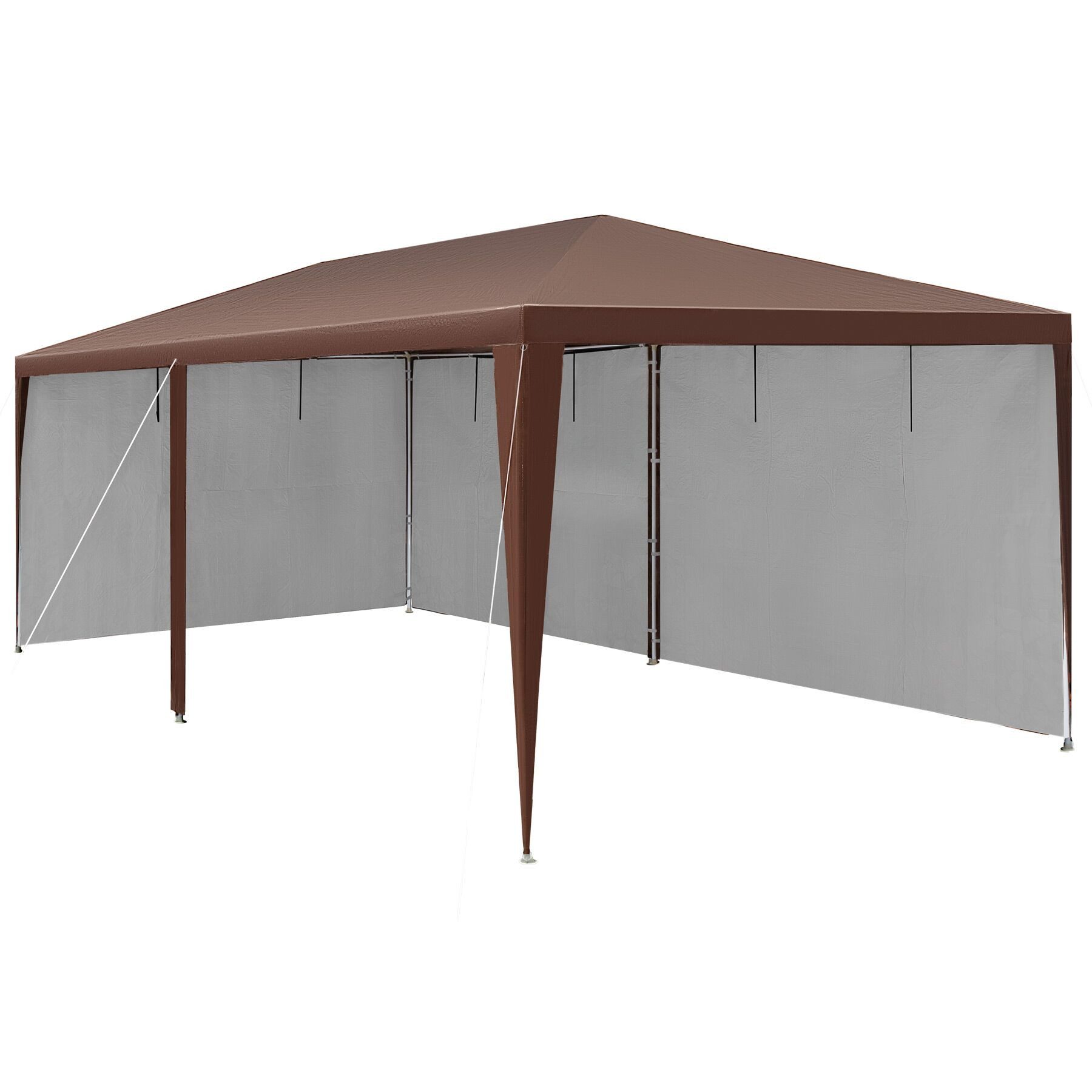 tectake Pavillon Rattan Gartenzelt in 2 Größen, inklusive Spannseilen und Heringen, mit 8 Seitenteilen, (Partyzelt Almchalet, in braun), im Steckystem, abnehmbare Seitenteile, mit UV-Schutz, wasserdicht