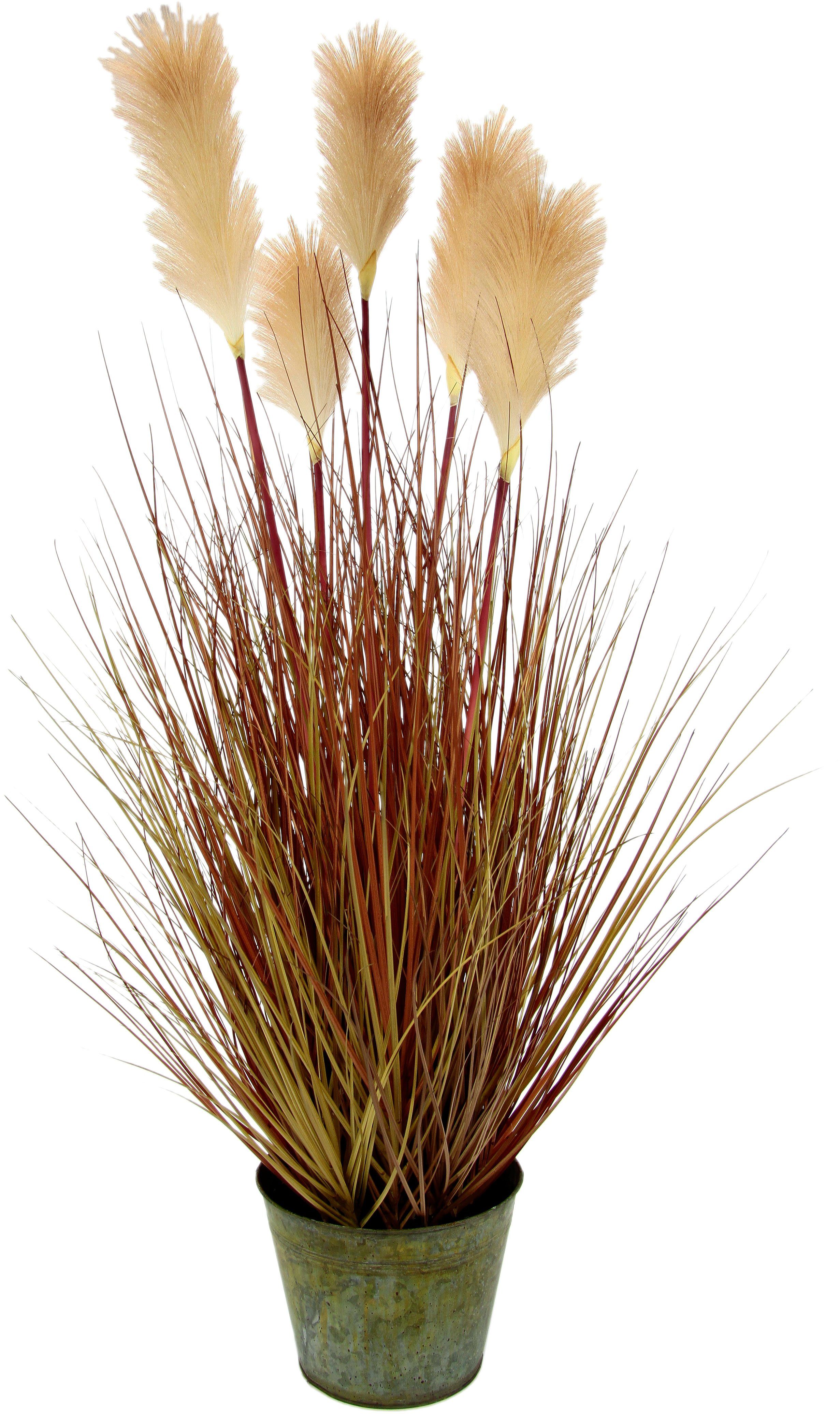 Kunstpflanze Pampasgras, I.GE.A., Höhe 105 cm, Im Metalltopf | Kunstpflanzen
