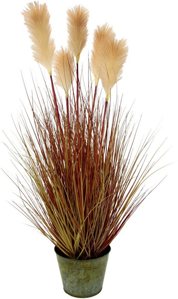 Kunstpflanze Pampasgras, I.GE.A., Höhe 105 cm, Im Metalltopf