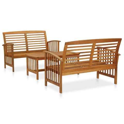 vidaXL Gartenlounge-Set 3-tlg. Garten-Lounge-Set Massivholz Akazie, (1-tlg)