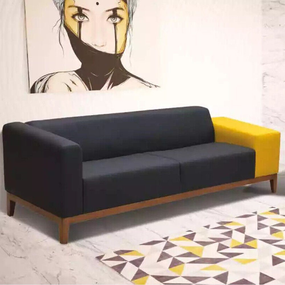 Arbeitszimmer, Sessel Dreisitzer Sofa JVmoebel Made Sofagarnitur Europe Set Graue Polstermöbel In
