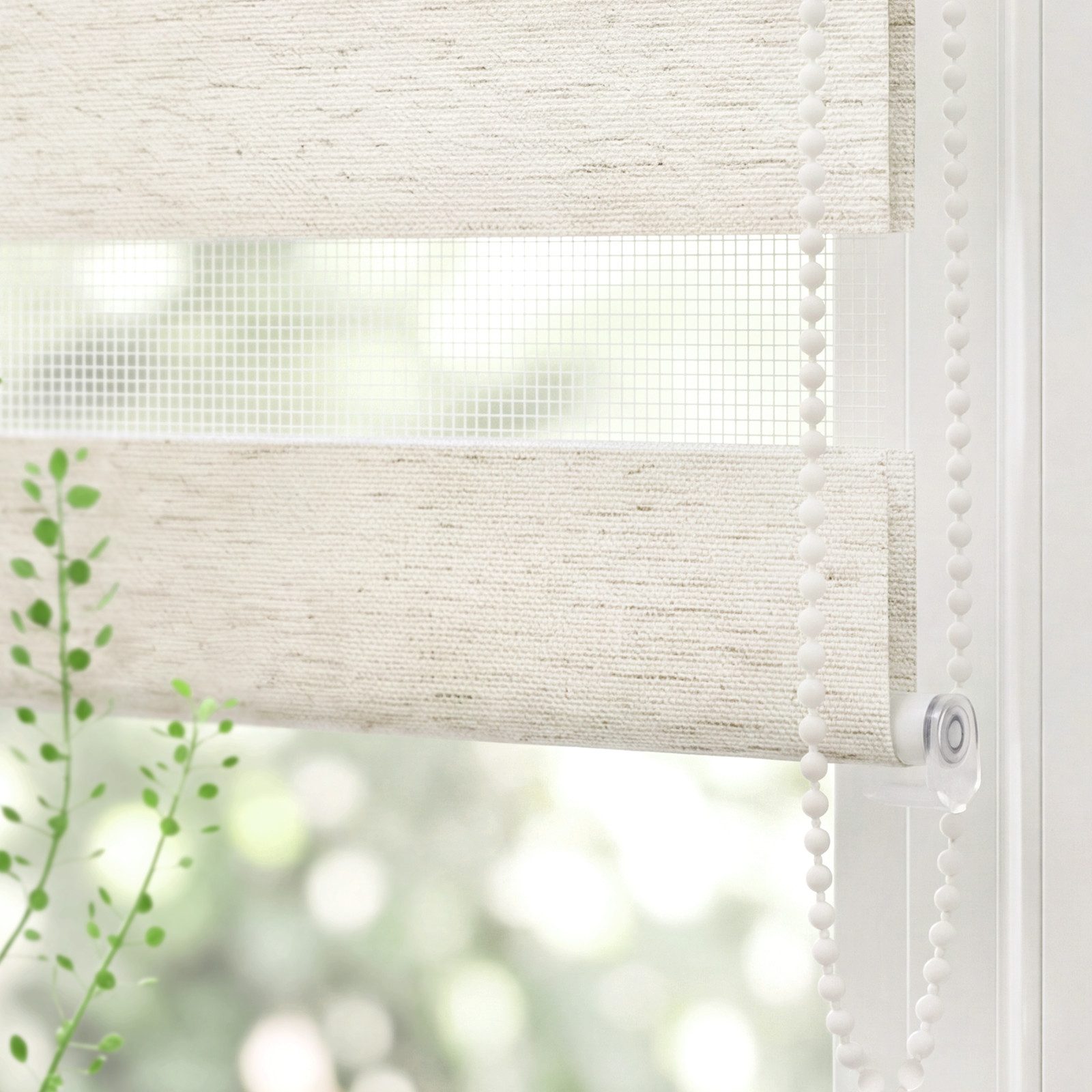 Doppelrollo Duo Rollo Klemmfix ohne Bohren freihängend Lichtschutz für Fenster, Salcar, Beige 60x130cm,Klemmträger blickdicht Jalousie Seitenzugrollo für Tür
