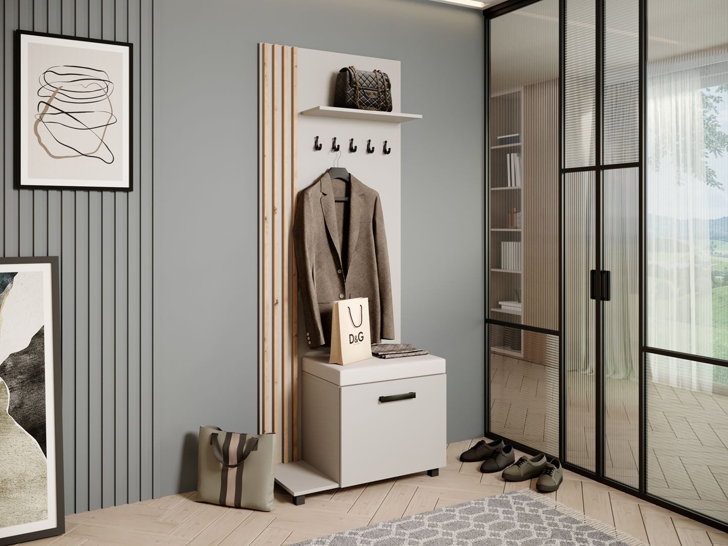 Beautysofa Garderobenschrank Garderobenschrank mit Aufhängern LIVIA (Mit el günstig online kaufen