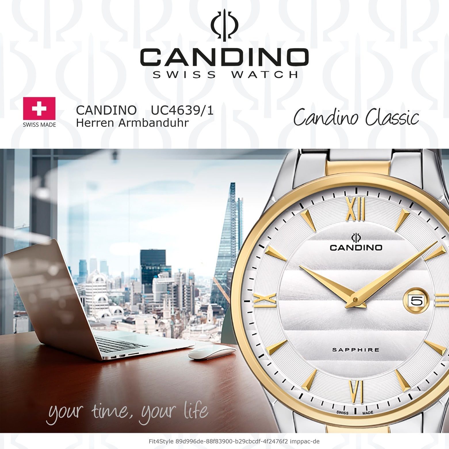 Candino Quarzuhr Candino Herren rund, gold, silber, C4639/1, Analog Armbanduhr Herren Elegant Uhr Edelstahlarmband