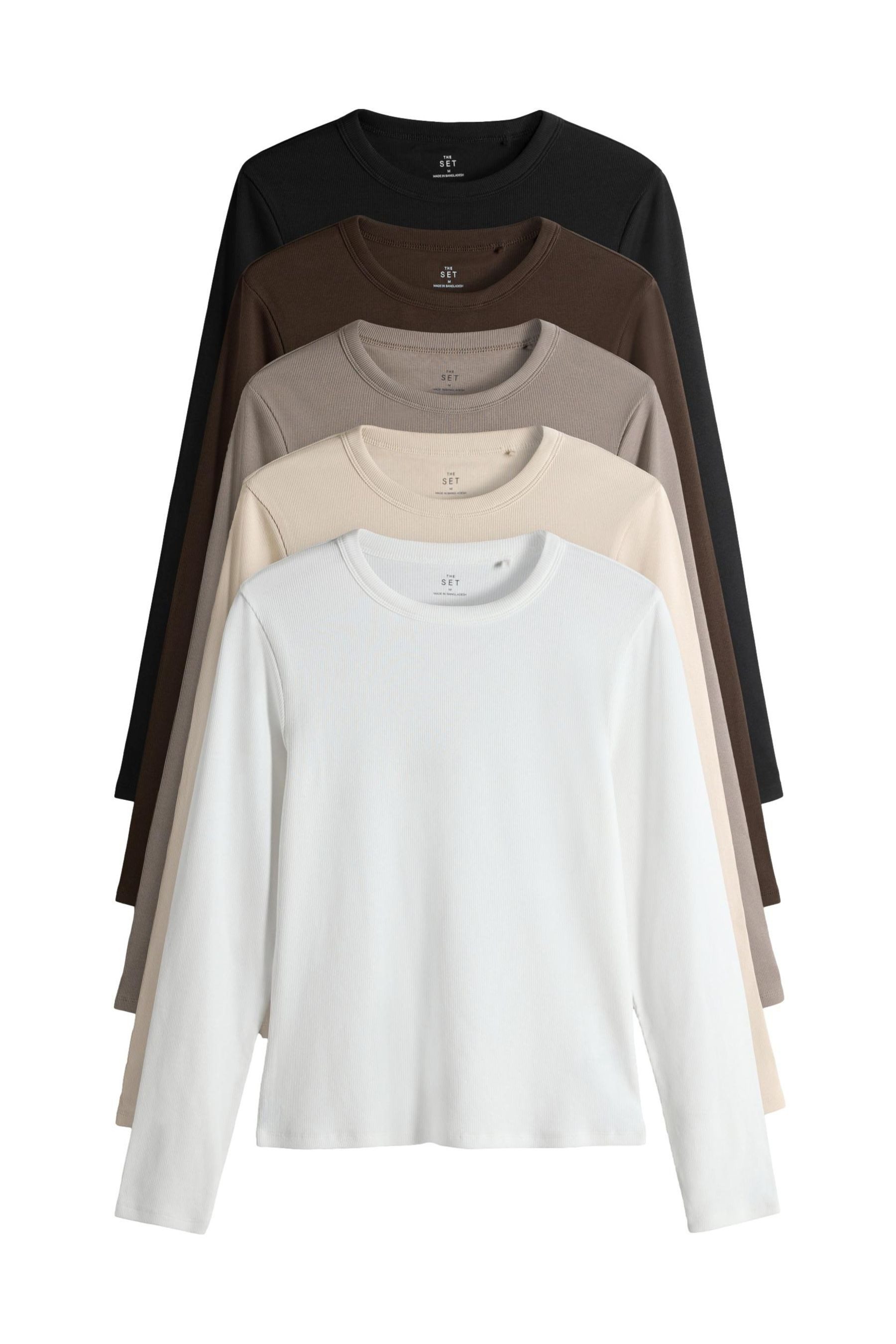 The Set Langarmshirt The Set Gerippte Langarmshirts, 5er-Pack (5-tlg) günstig online kaufen