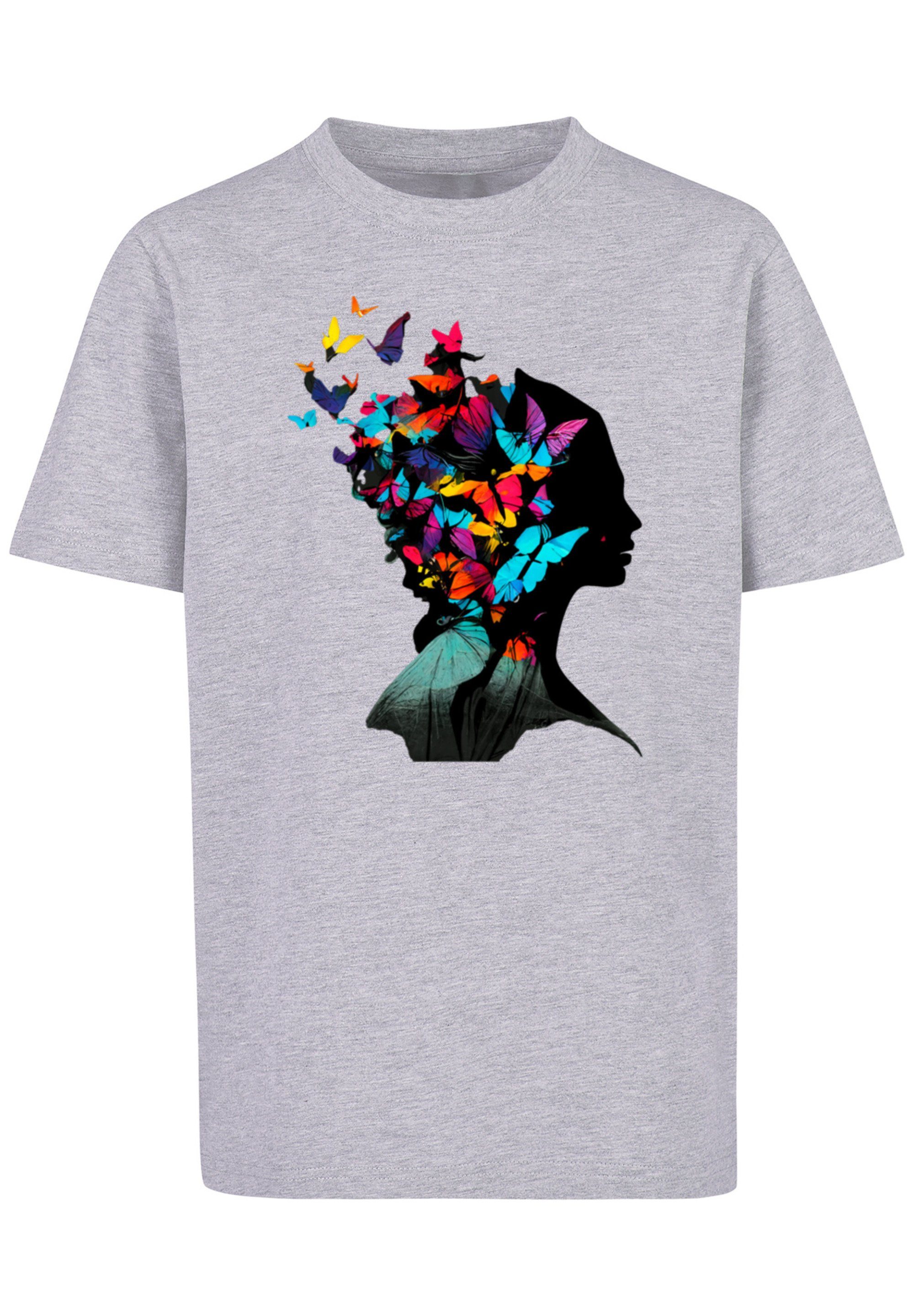 F4NT4STIC TEE UNISEX Schmetterling grey Silhouette Print heather T-Shirt