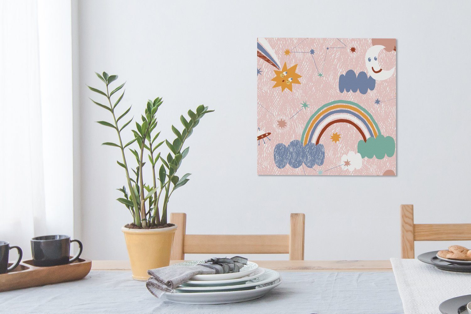 Bilder OneMillionCanvasses® Kind Leinwand Wohnzimmer Schlafzimmer St), - Regenbogen für Wolken, (1 - bunt Leinwandbild