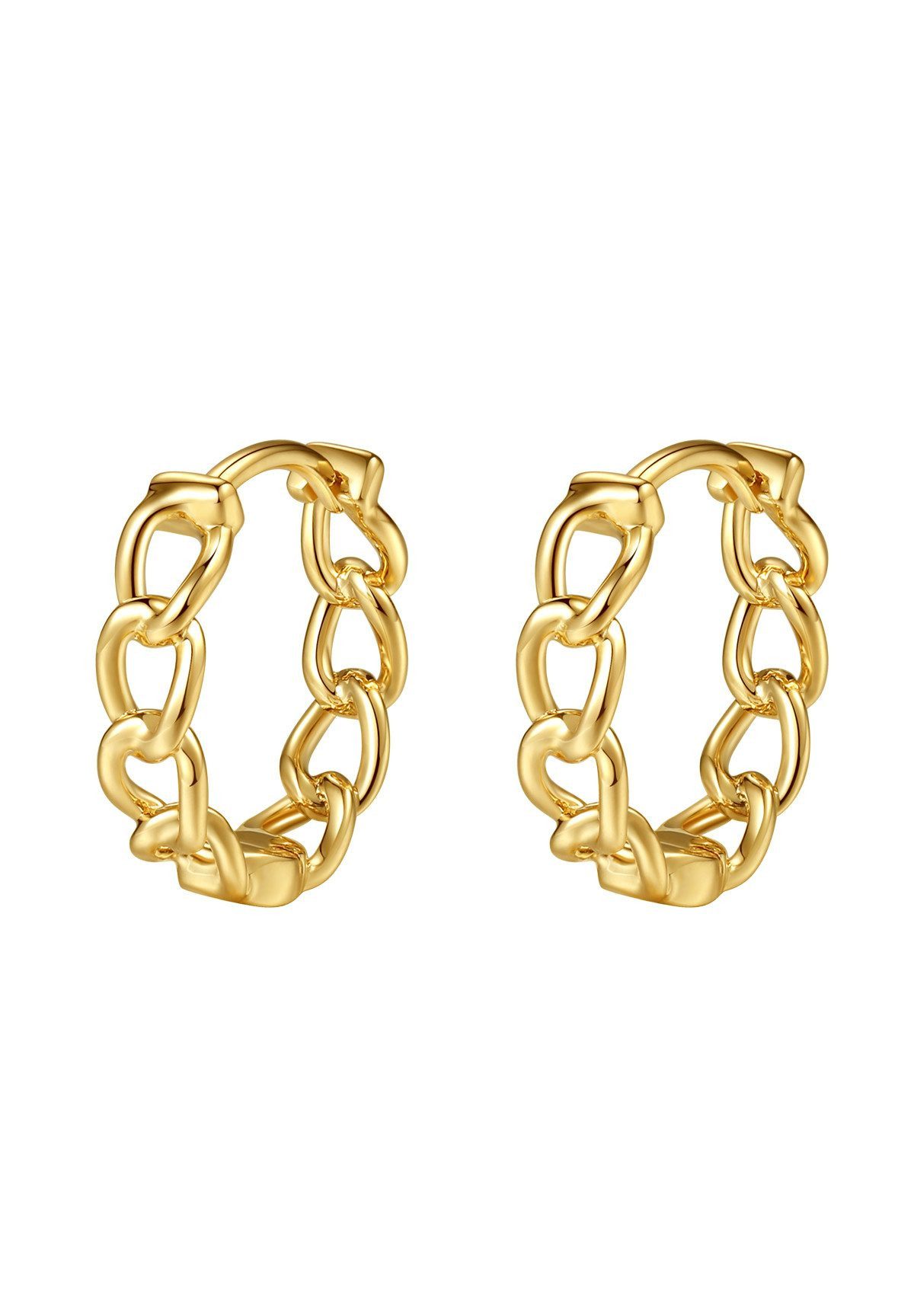 Paar Creolen Moderne Herren Ohrringe 585 Gold, Glieder Huggies