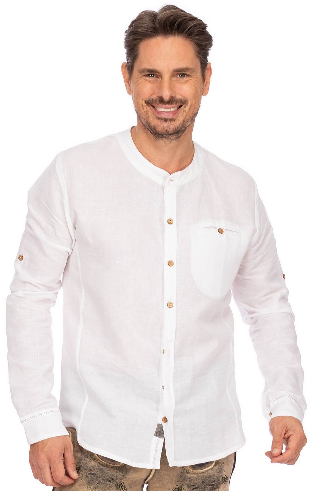 Hangowear Trachtenhemd Stehkragenhemd JEFF weiß (Regular Fit)