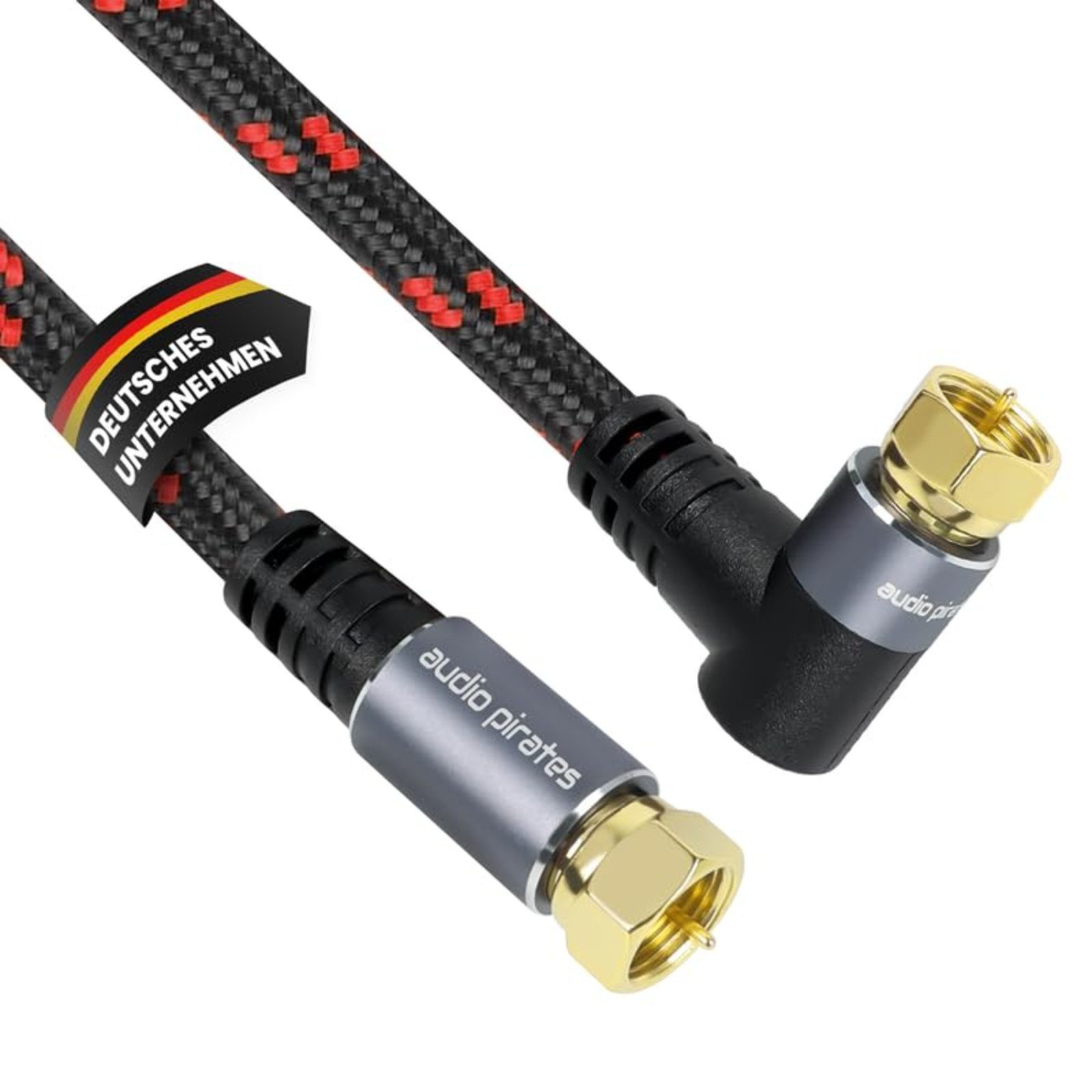 audio pirates SAT Kabel 90° 2-fach geschirmt SAT-Kabel, F-Stecker, (200 cm), OFC, vergoldet - Komfortklasse