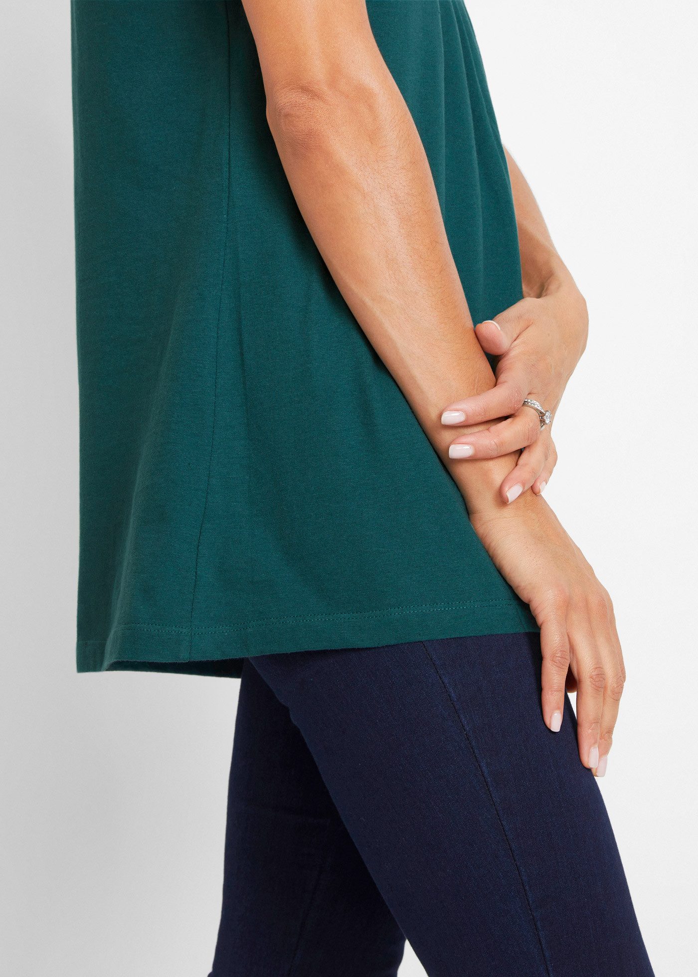bonprix Longtop mit elegantem Faltendetail, lockere Passform, reine Baumwolle