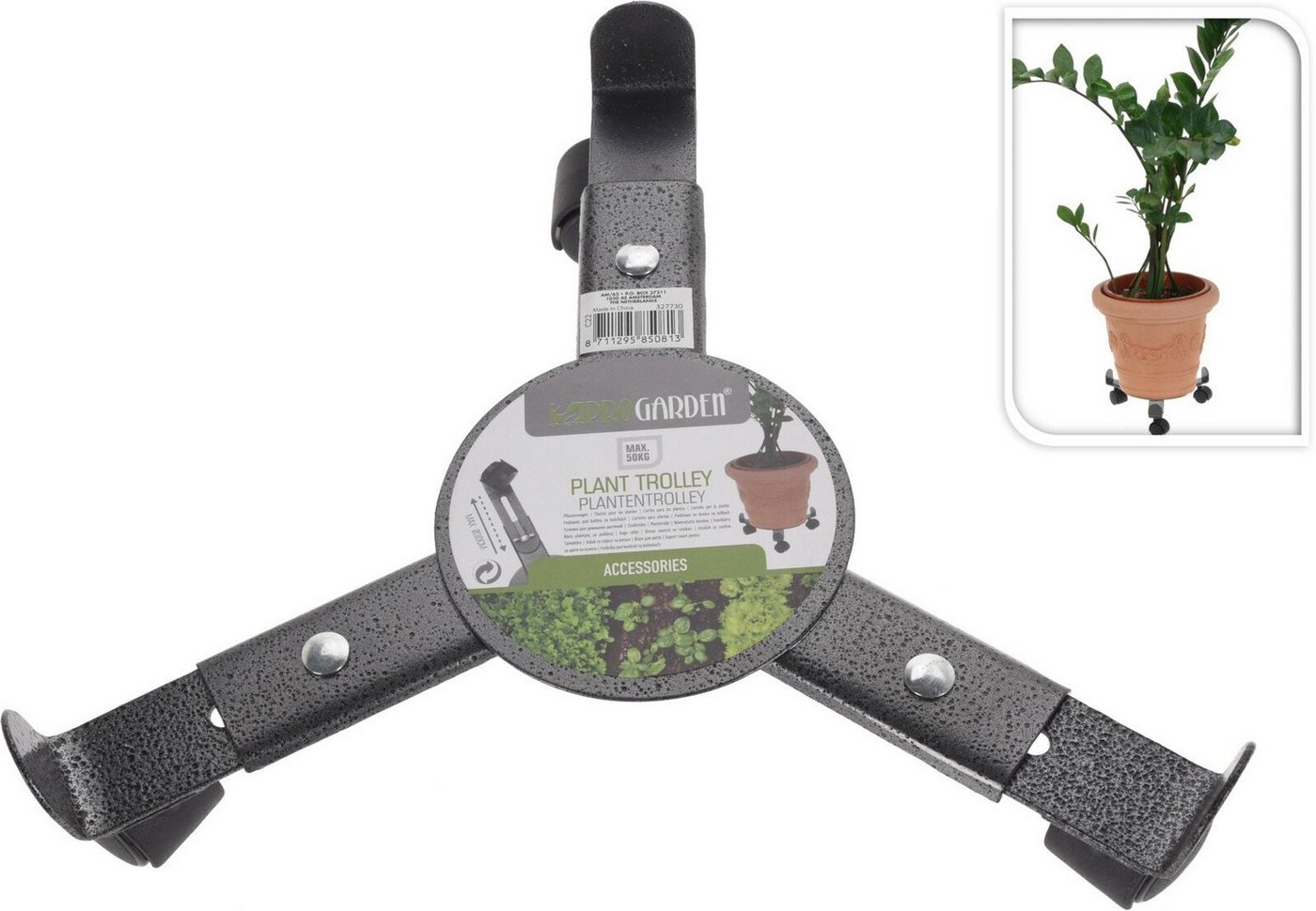 Thumbnail - Progarden Pflanzenroller Grau, (1-St), 360° Rollen, Blumenroller, Rollbrett, Metall, bis 50 kg