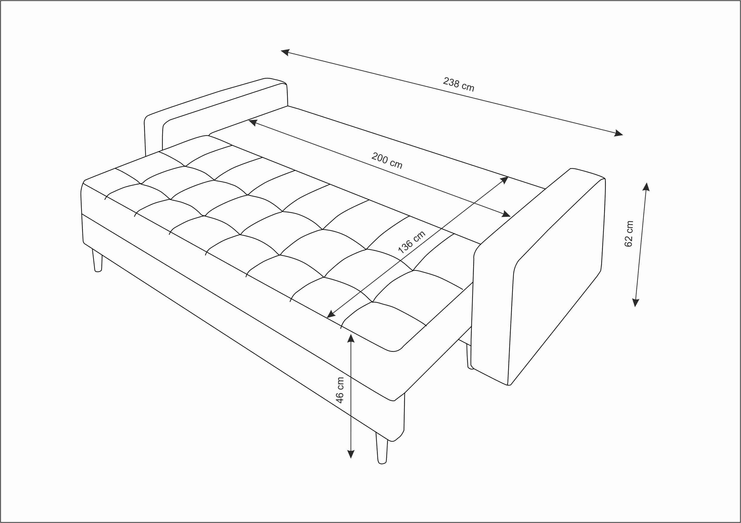 Schlafsofa, PRIMA mit und Hellrosa Schlaffunktion COUCH 236cm pressiode Bettkasten Sofa