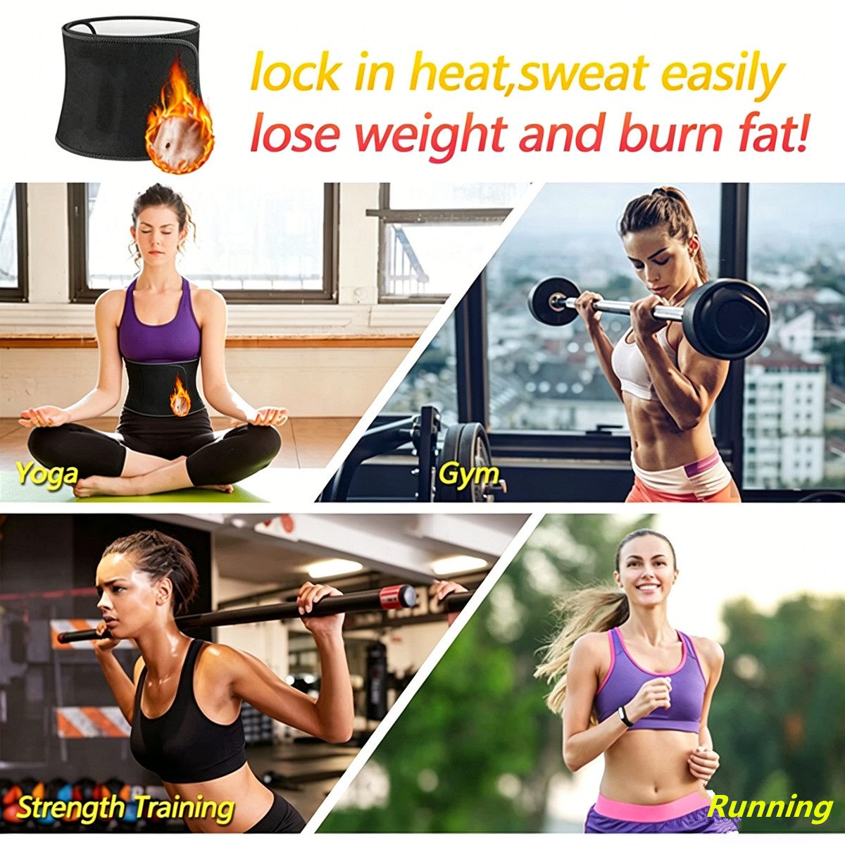 Luckice Hüftgürtel Waist Trimmer Gürtel, Neopren, Schweiß-Bauchgurt (Sport & Fettverbrennung, One Size, Schwarz) – Bild 5 von 5