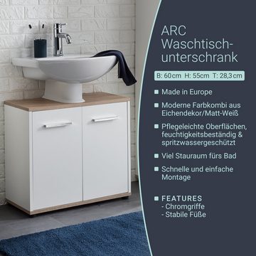 BADEDU Waschbeckenunterschrank ARC Waschbeckenunterschrank mit Chrom-Griffen