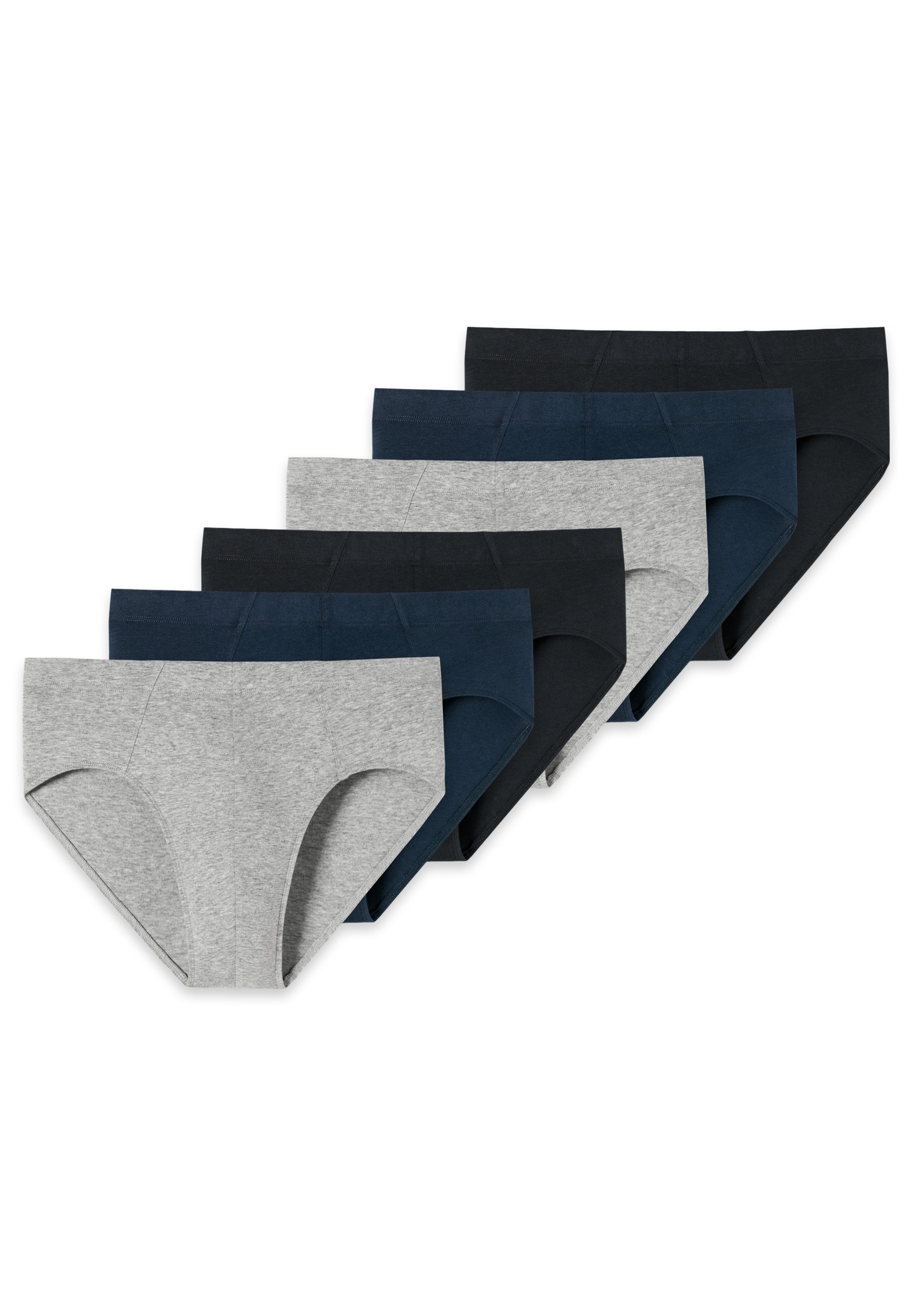 Slip Blau Grau Unterhose Organic Cotton Baumwolle / Eingriff 6er Slip 6-St) Mini (Spar-Set, / - 95/5 Schwarz Ohne - - Pack Schiesser /
