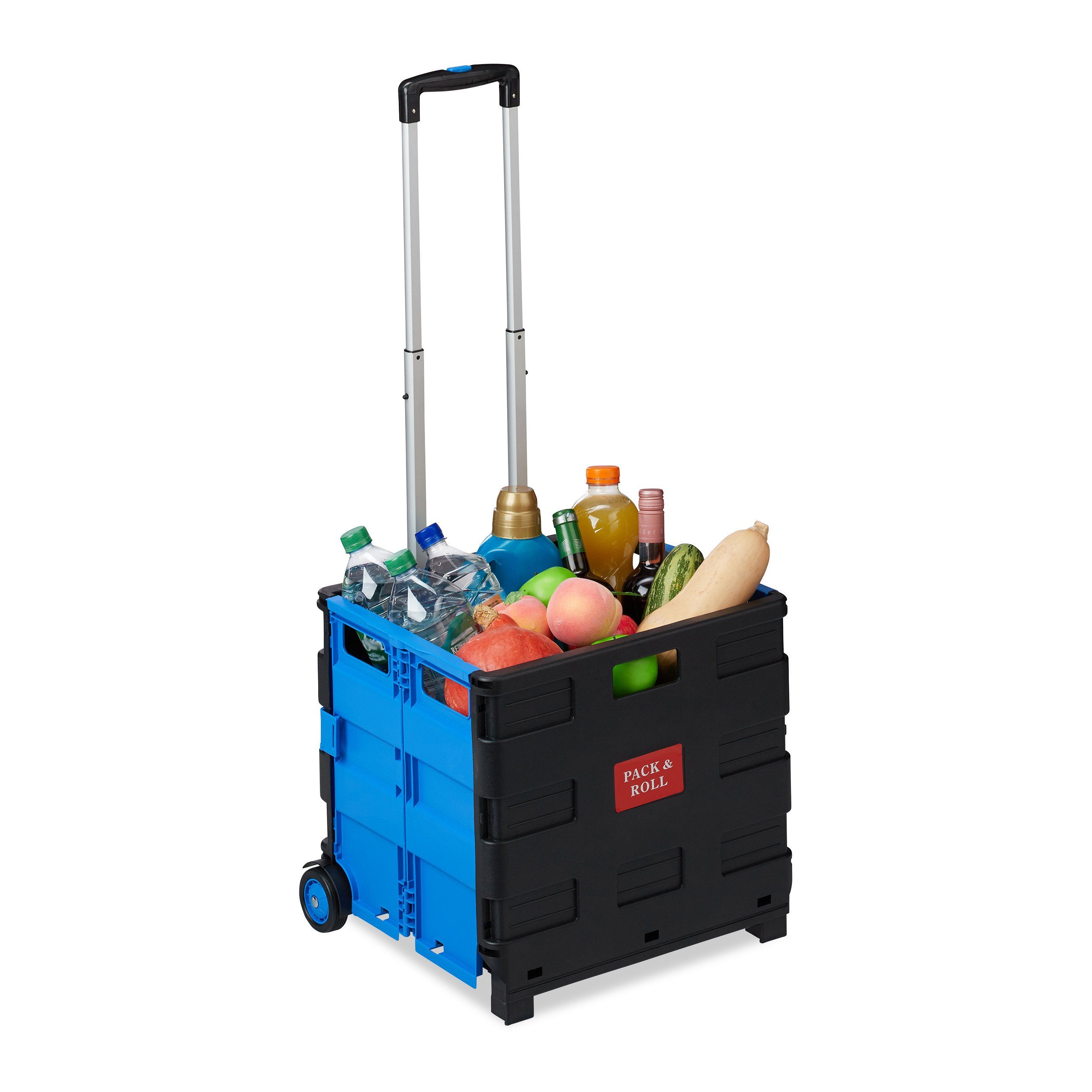relaxdays Einkaufstrolley klappbar, Blau günstig online kaufen