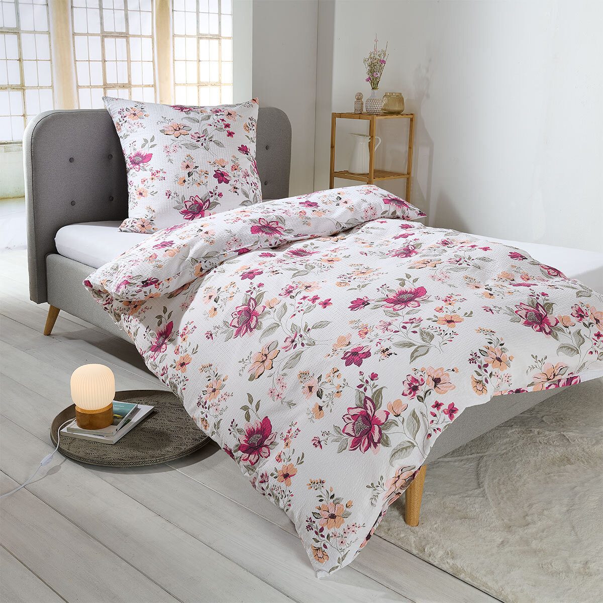 TRAUMSCHLAF Bettwäsche Fleur, Seersucker, 3 teilig, ideale Sommerbettwäsche günstig online kaufen