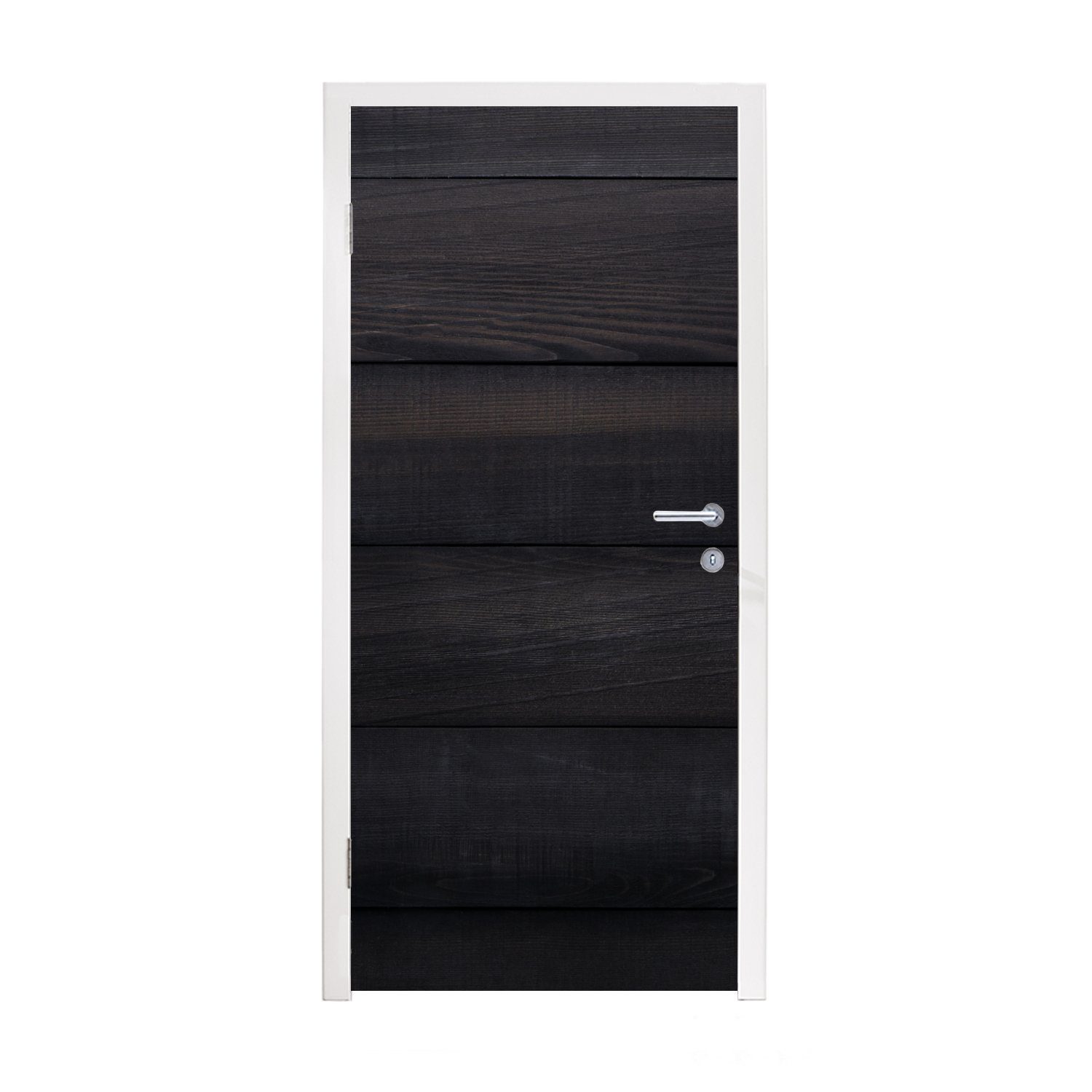 MuchoWow Türtapete Schwarzer Hintergrund mit einer Plankenstruktur, Matt, bedruckt, (1 St), Fototapete für Tür, Türaufkleber, 75x205 cm