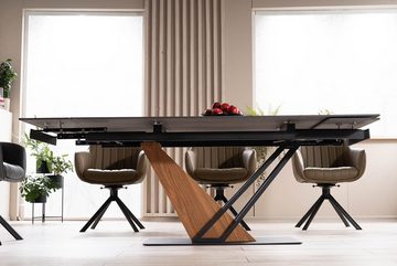 designimpex Esstisch Design Esstisch GN-111 Marmor Schwarz - Eiche ausziehbar Esszimmer