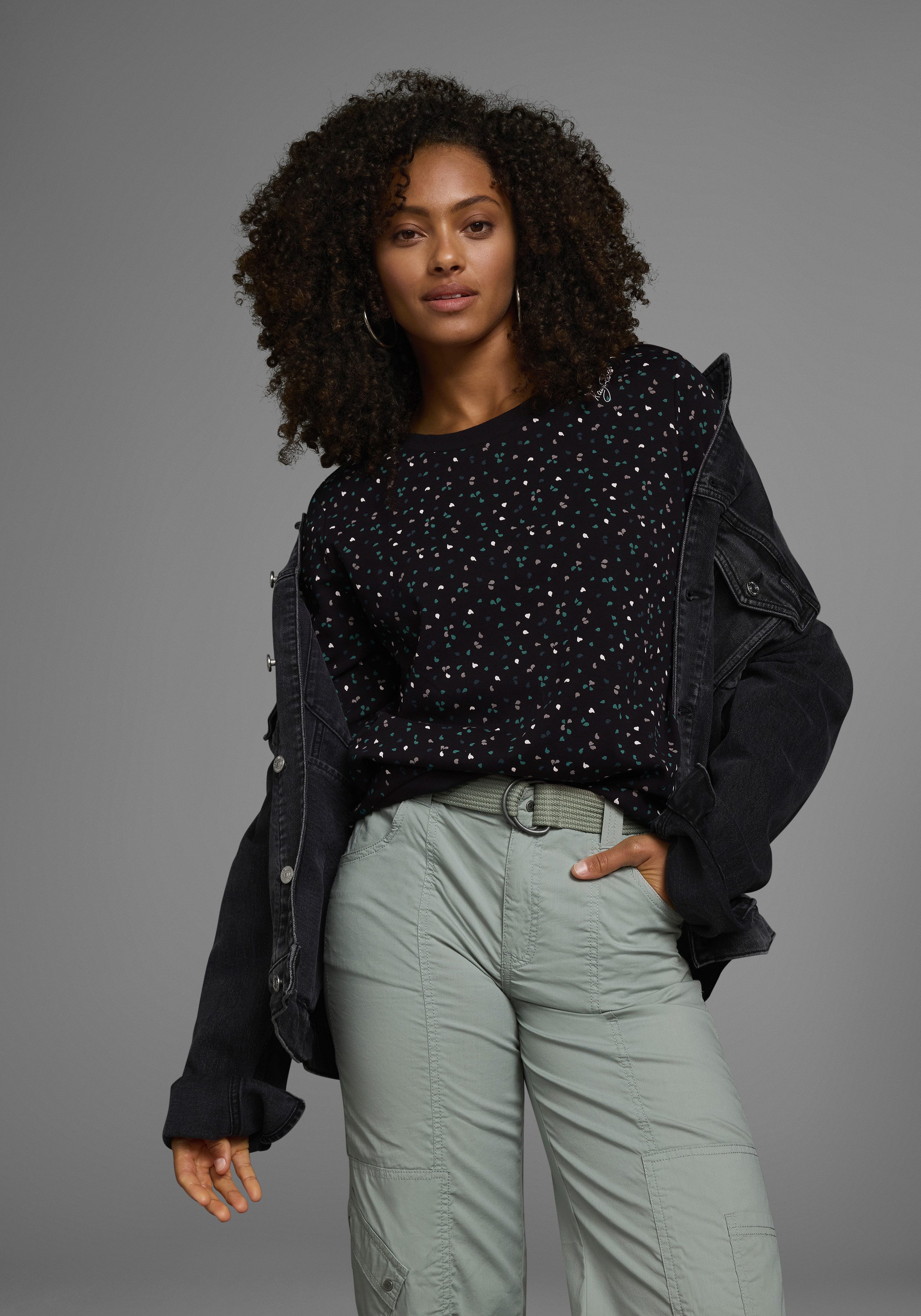 KangaROOS Sweatshirt Langarm, bedruckt, Rundhalsausschnitt, aus Interlockma günstig online kaufen