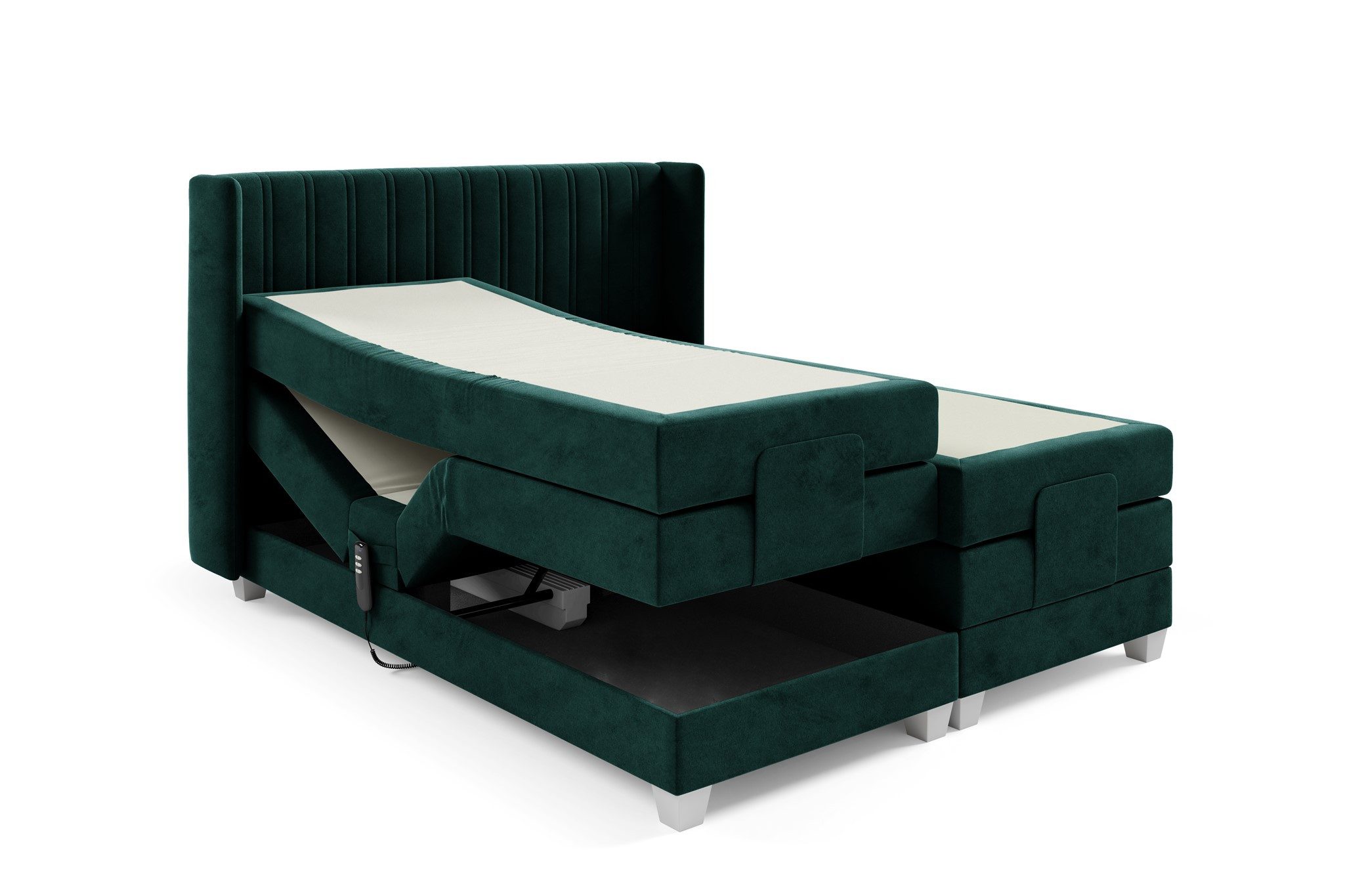 Fun Möbel Boxspringbett Schlafzimmerbett Elektrisches Bett MAGNUS in Stoff Salvador (inkl. Topper), Liegefläche elektrisch verstellbar