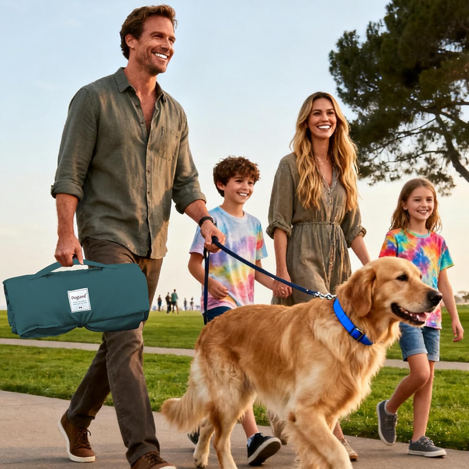 Fyrove Hundematte Hundedecke für unterwegs wasserdicht rutschfeste Hundematte 95×65 cm, extra weiches Material, wasserabweisend, Hundekissen für Reise Camping
