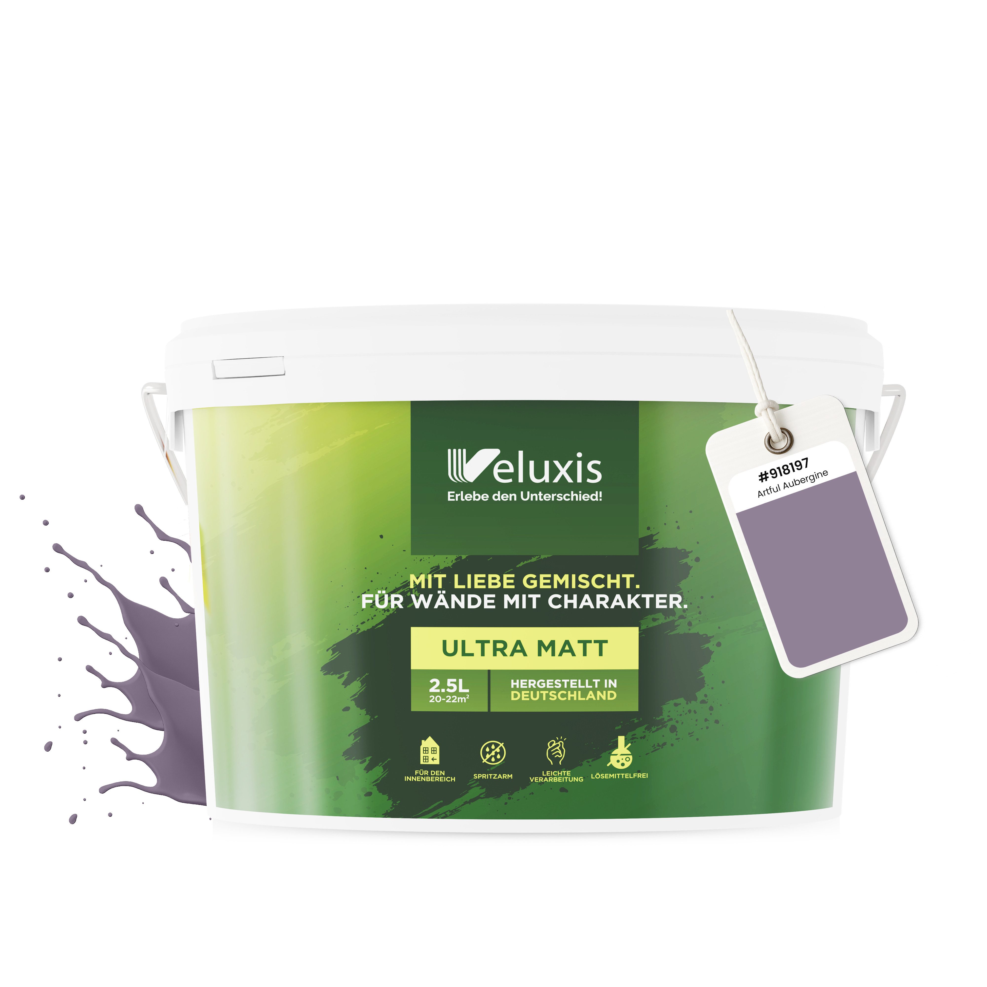 Veluxis Wandfarbe Veluxis® Wandfarbe Universal, Deckkraft-Klasse 1, Streifenfrei, tropfarm & VOC-frei