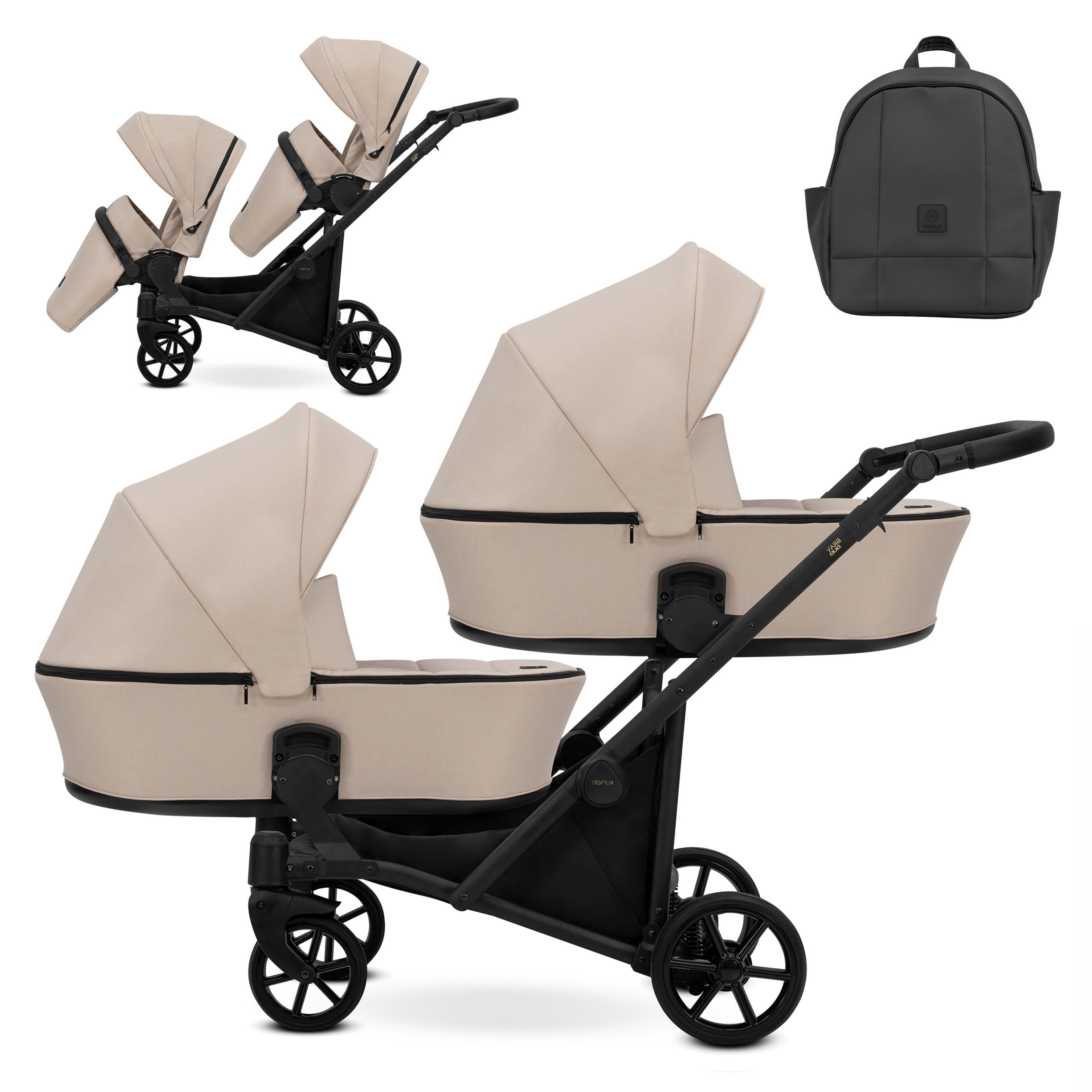 Zwillings-Kombikinderwagen Zipy Duo 2 in 1 inkl. Sportsitze und umfangreichen Zubehör in 6 Farben