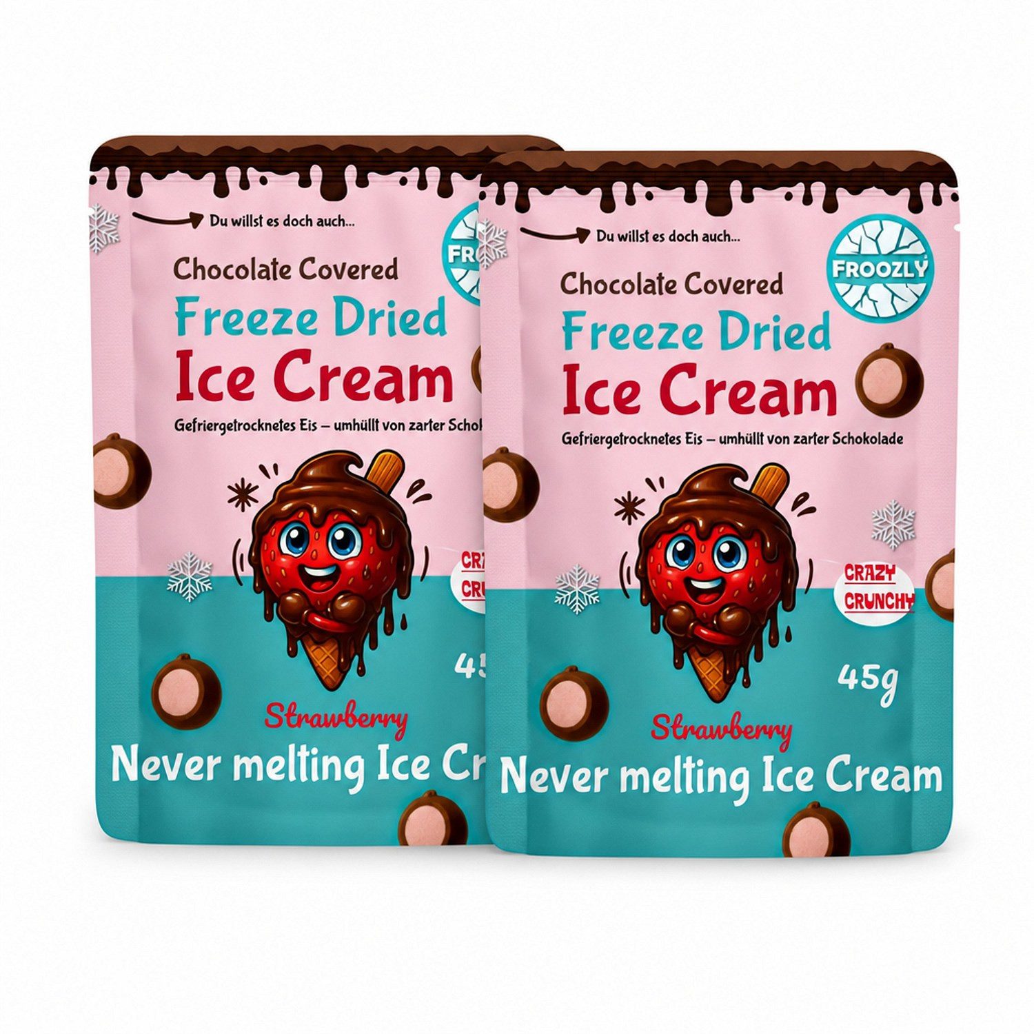 Schokolade, 2 x 45 g, Freeze Dried Ice Cream Strawberry with Chocolate 4