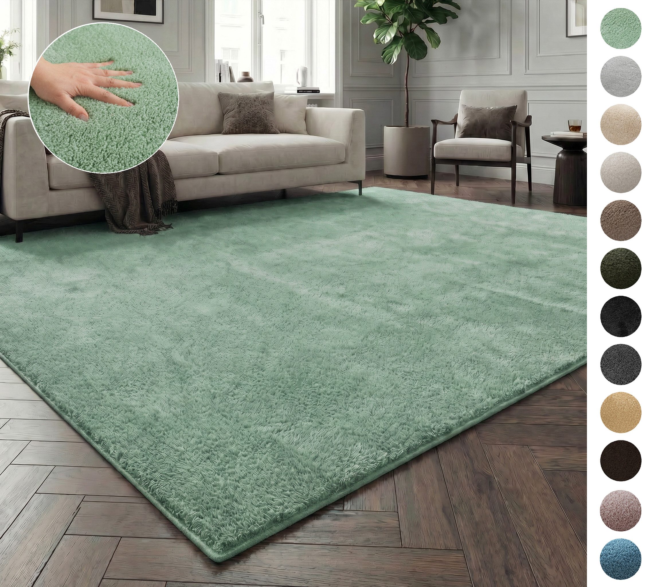 OTTO home Teppich Cali, in Standard- und Premium-Qualität, 13 mm oder 16 mm Höhe, rechteckig, Uni-Farben, kuschelig, & weich, waschbar, Wohnzimmer, Schlafzimmer