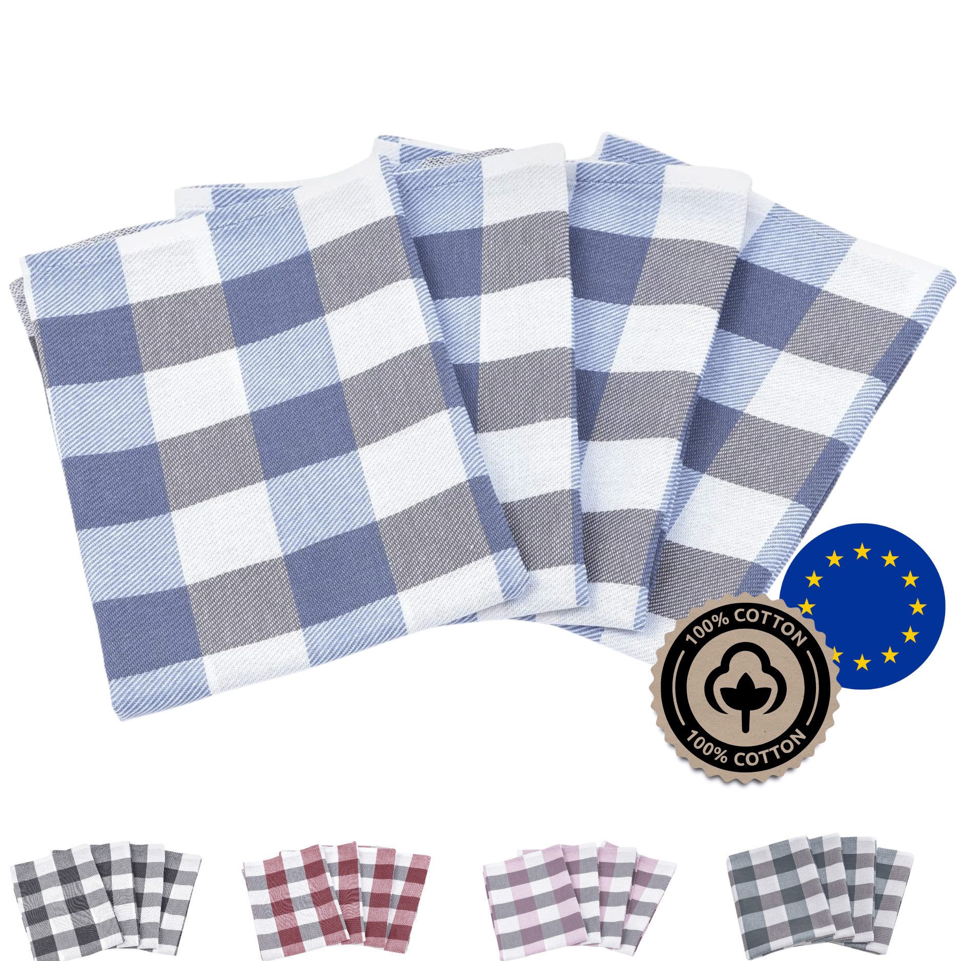 Zestri Geschirrtuch 4er-Set kariert aus 100% günstig online kaufen