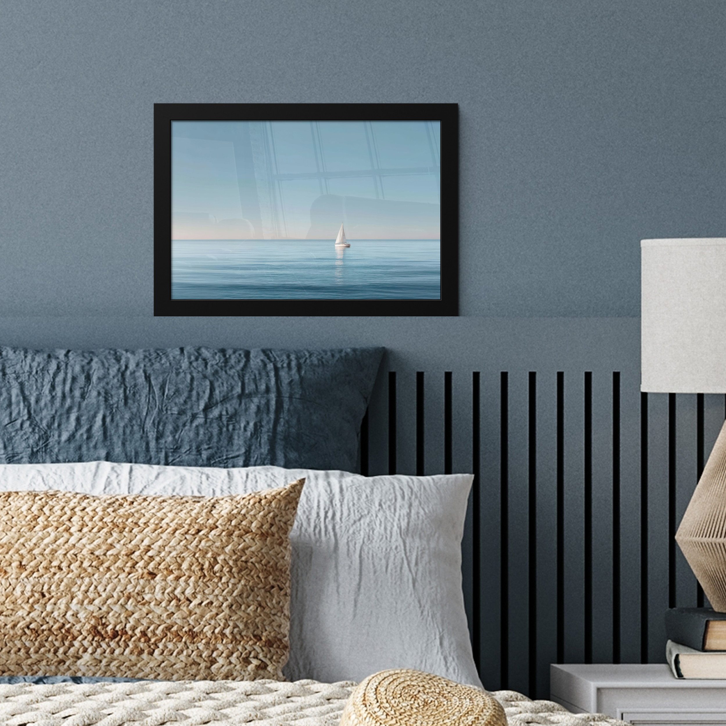 MuchoWow Poster Segelboot - Ruhige See - Strahlend blauer Himmel, (1 St), Wandbilder, Deko Wohnzimmer Schlafzimmer, 30x20 cm