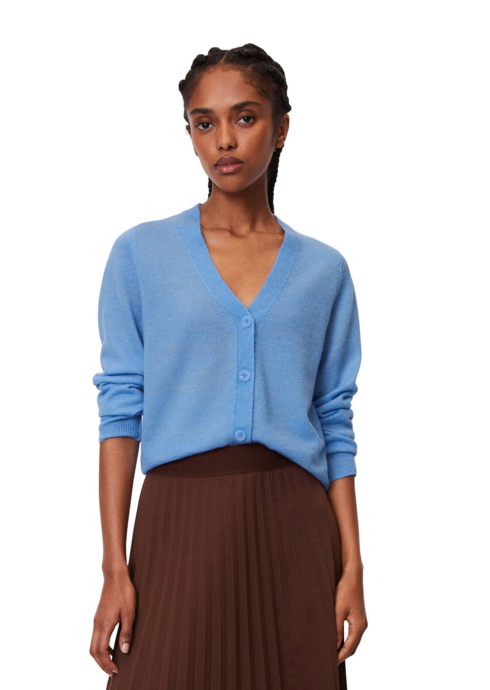 Marc O'Polo Cardigan aus Wolle-Alpakawolle-Mix blau