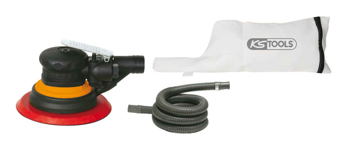 KS Tools Druckluft-Exzenterschleifer, max. 10000 U/min, Feinschliff mit Staubabsaugung