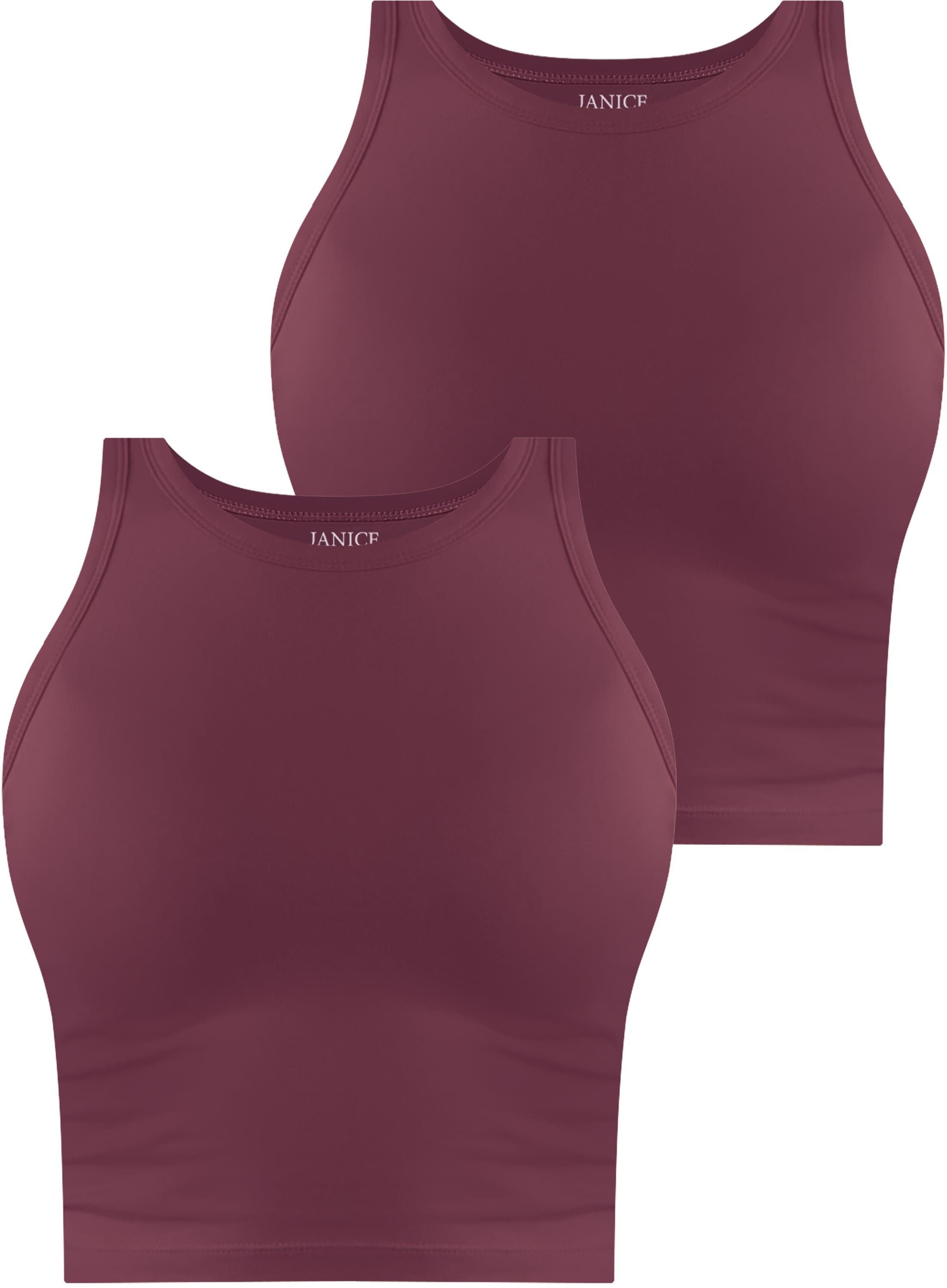 Janice Tanktop 2 x Damen crop Top hochgeschlossen Niah Kurzes Tanktop aus Baumwolle
