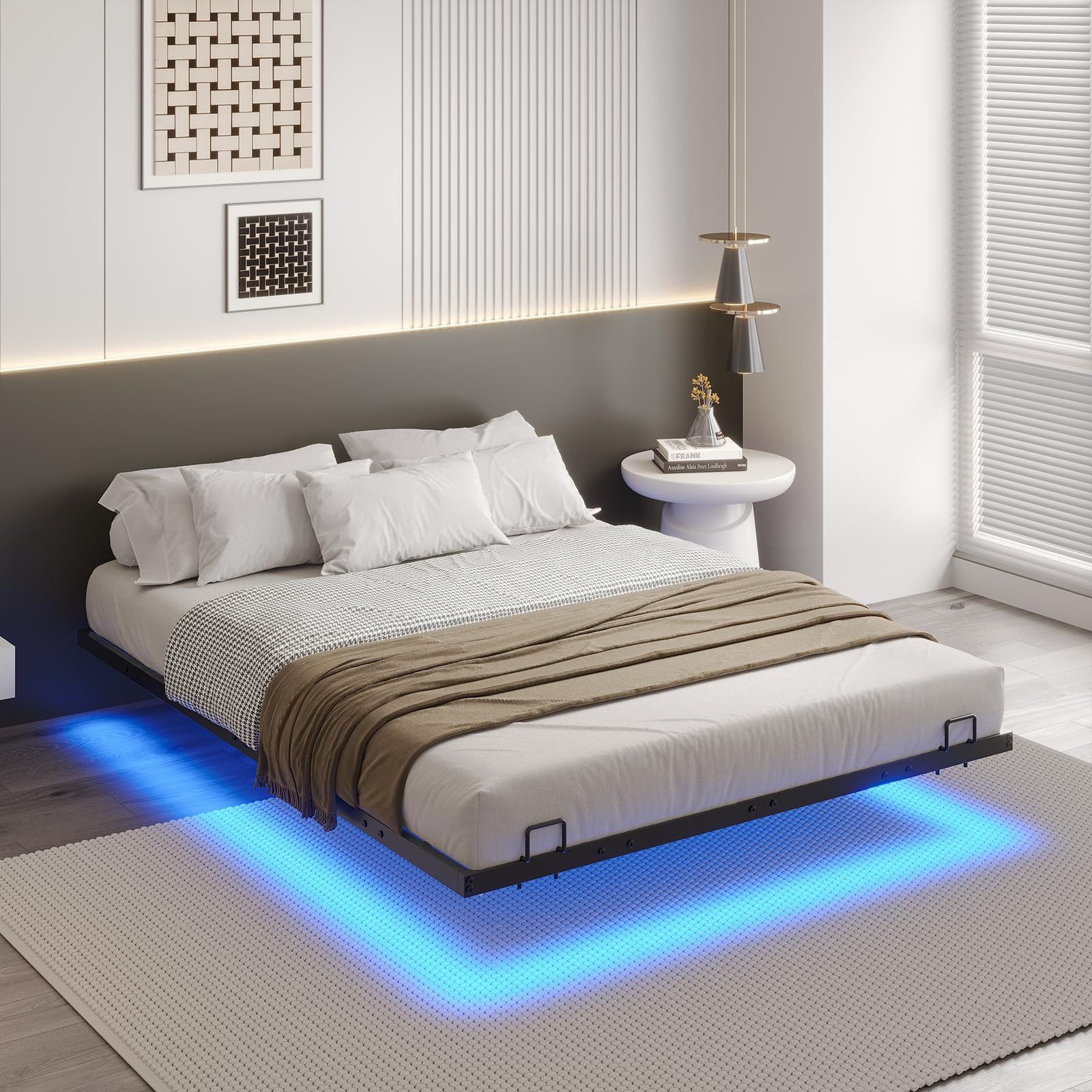 MSMASK Metallbett Schwebebett Bettgestell mit LED-Beleuchtung günstig online kaufen