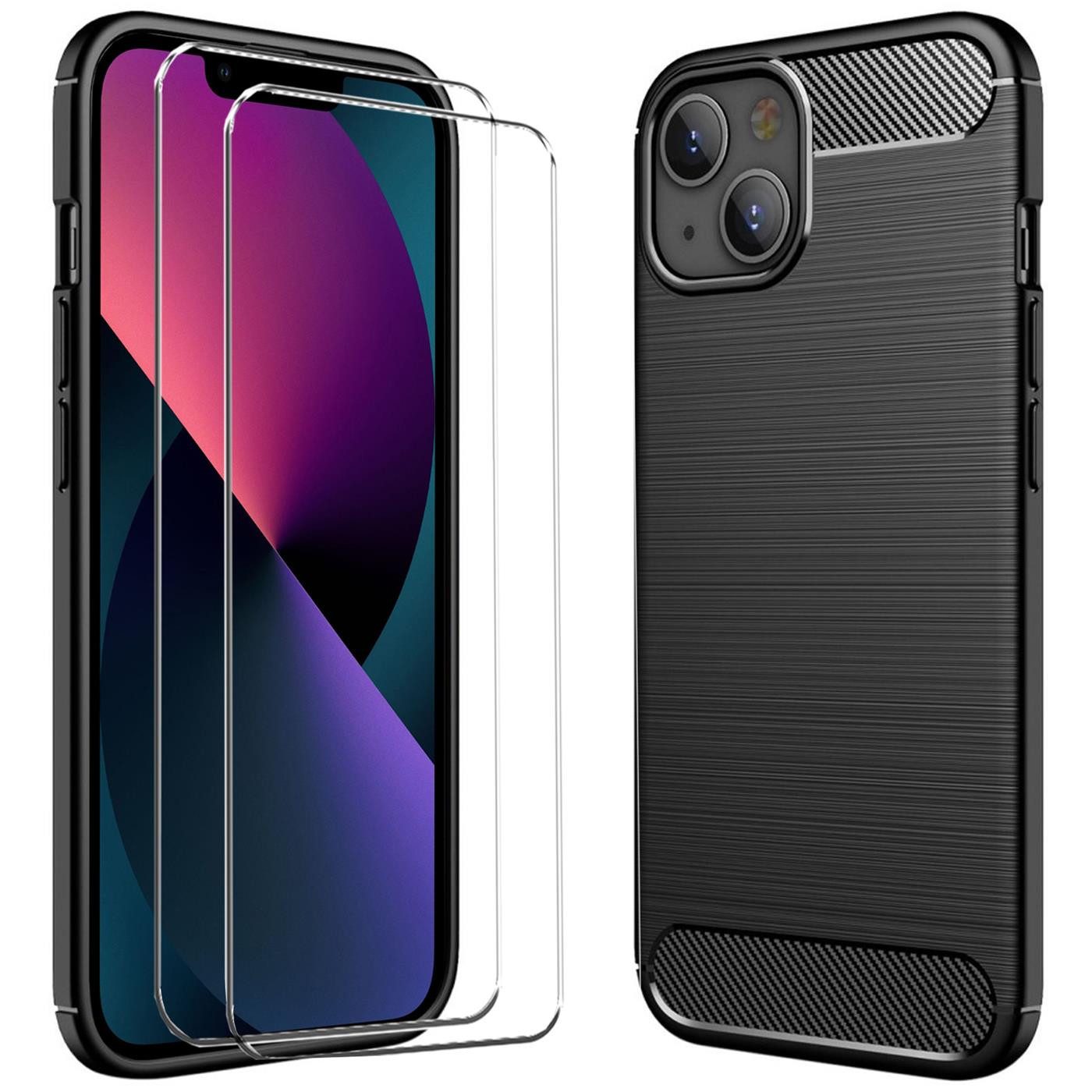 CoolGadget Handyhülle Schwarz als 2in1 Schutz Cover Set für das Apple iPhone 11 Pro Max 6,5 Zoll, 2x Glas Display Schutz Folie + 1x TPU Case Hülle für iPhone 11 Pro Max