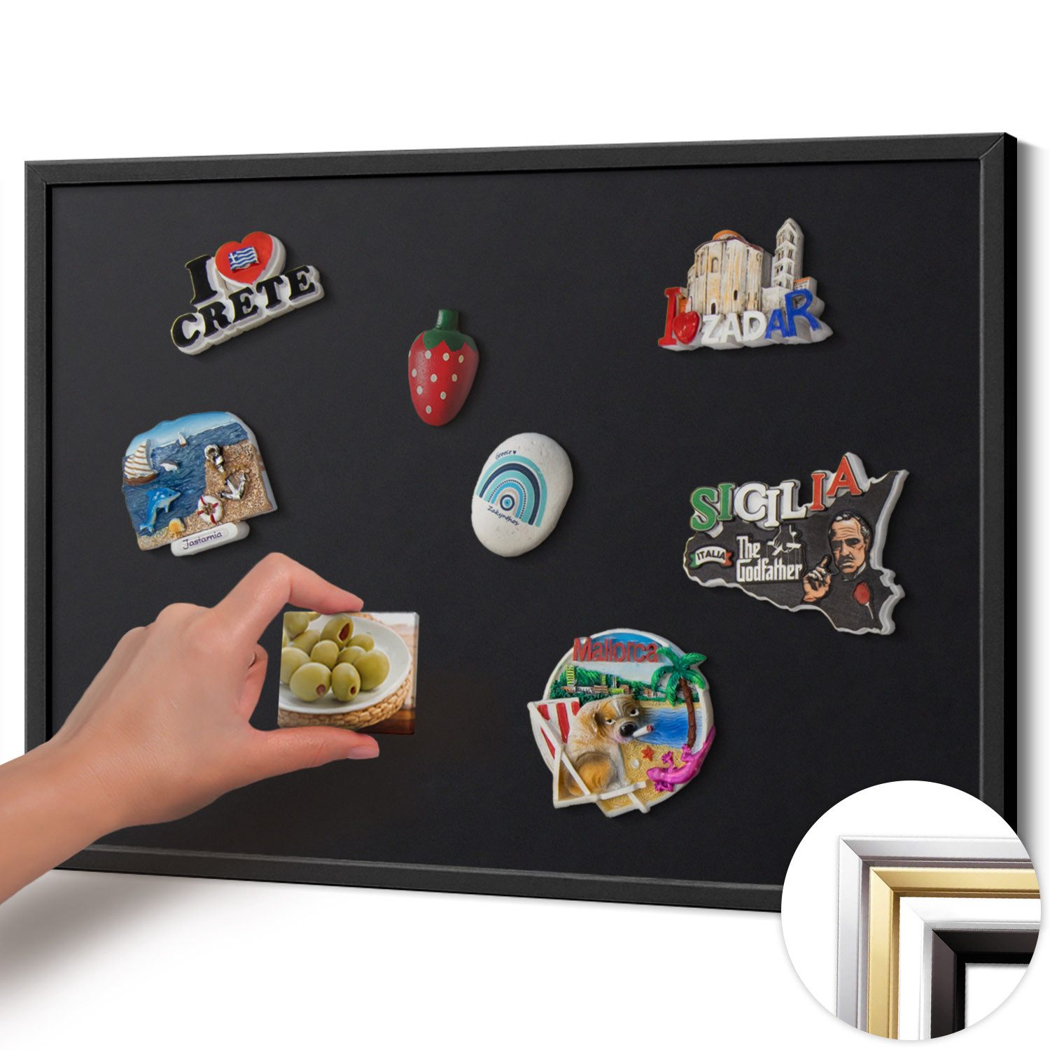Tulup Magnettafel mit schwarzem Rahmen, einfarbigen Farben, für das Homeoffice, Magnetisches Memoboard Dekorative für Erinnerungen – Bild 3 von 5