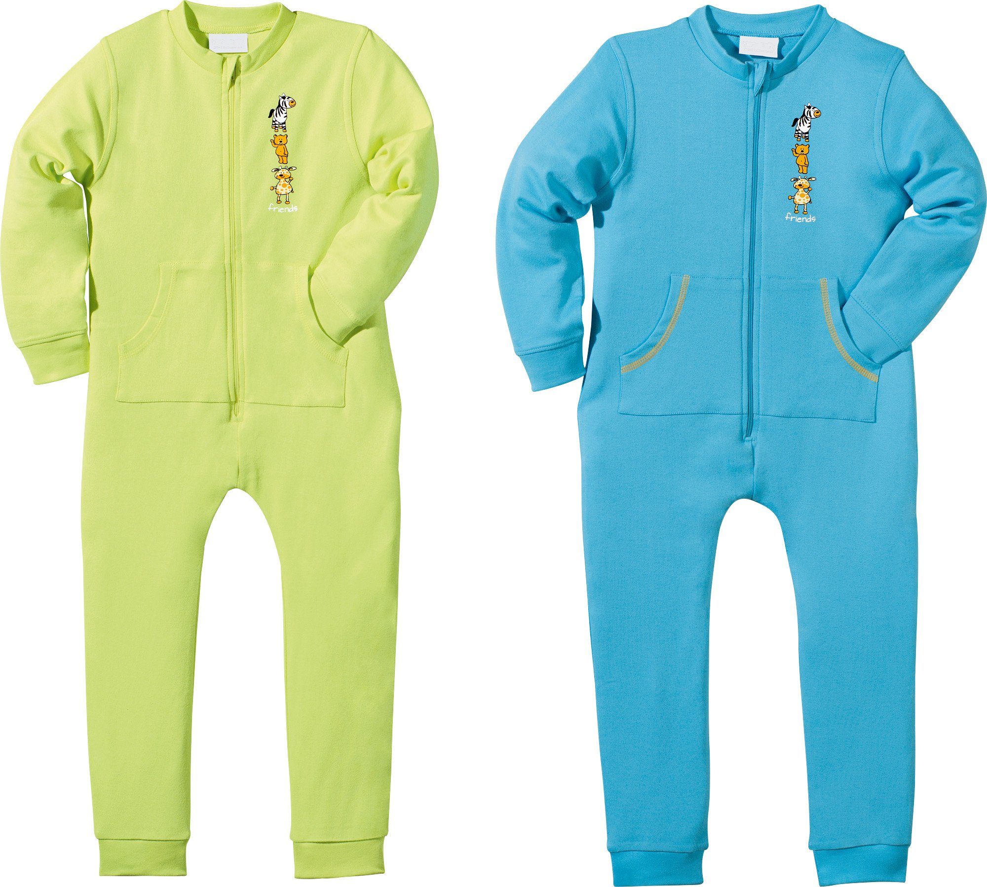 Erwin Müller Tiermotiv 2er-Pack Kinder-Schlafoverall Interlock-Jersey Pyjama