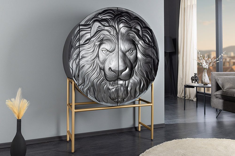 riess-ambiente Highboard LION 140cm schwarz /gold · runder Wohnzimmer-Schra günstig online kaufen