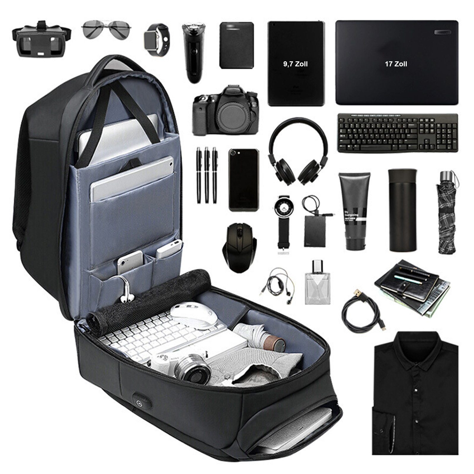 Reisen Reisen (Leder Reiserucksack Anti-Diebstahl, Tasche Damen Schule Laptoprucksack Teenager Backpack Laptoptasche Jungen Rucksack Herren OKWISH Rucksack Rucksäcke Business mit Laptopfach), Freizeit Laptop Laptop Freizeitrucksack Arbeit Handgepäck, Notebook Uni USB-Lade-Anschluss, mit für