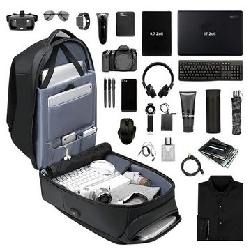 OKWISH Reiserucksack Laptoprucksack Laptop Rucksack Rucksäcke Freizeitrucksack Laptoptasche (Leder Reisen Notebook Laptop Tasche Schule Uni Rucksack Handgepäck, Anti-Diebstahl, mit USB-Lade-Anschluss, Backpack mit Laptopfach), für Herren Damen Jungen Teenager Freizeit Arbeit Business Reisen