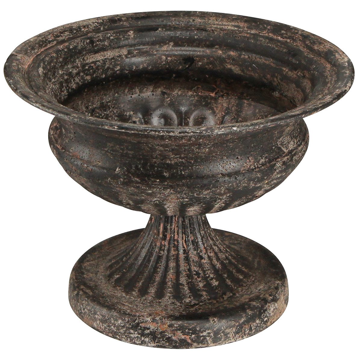 Posiwio Dekoschale Pflanzpokal Kelch Deko Antik-Look Schwarz Braun Metall Ø20cm
