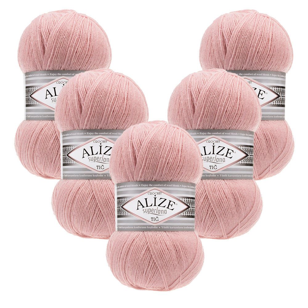Alize 5 x ALIZE Superlana Tig Häkelwolle, 570 m, Handstrickgarn, Fein,Häkeln,Stricken