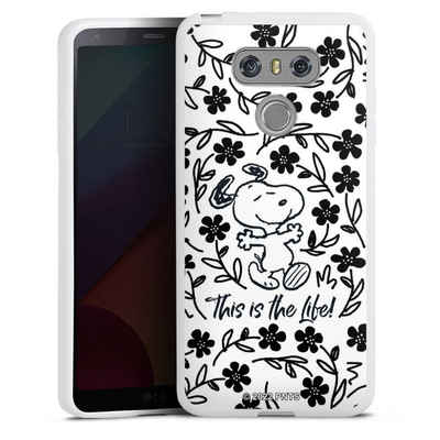 DeinDesign Handyhülle »Peanuts Blumen Snoopy Snoopy Black and White This Is The Life«, LG G6 Silikon Hülle Bumper Case Handy Schutzhülle Smartphone Cover