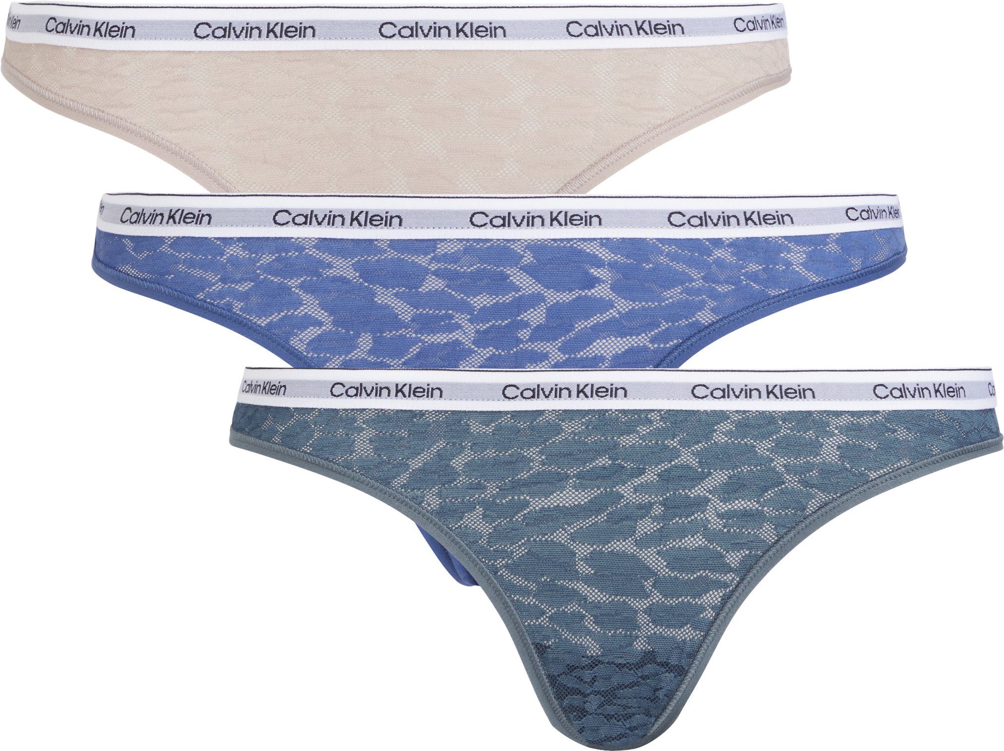 3er-Pack) 3PK CK-Logo Brasilslip (Packung, Bund Klein mit TRUE_NAVY/_SPHINX/DARK_SLATE am BRAZILLIAN 3-St., Calvin Underwear