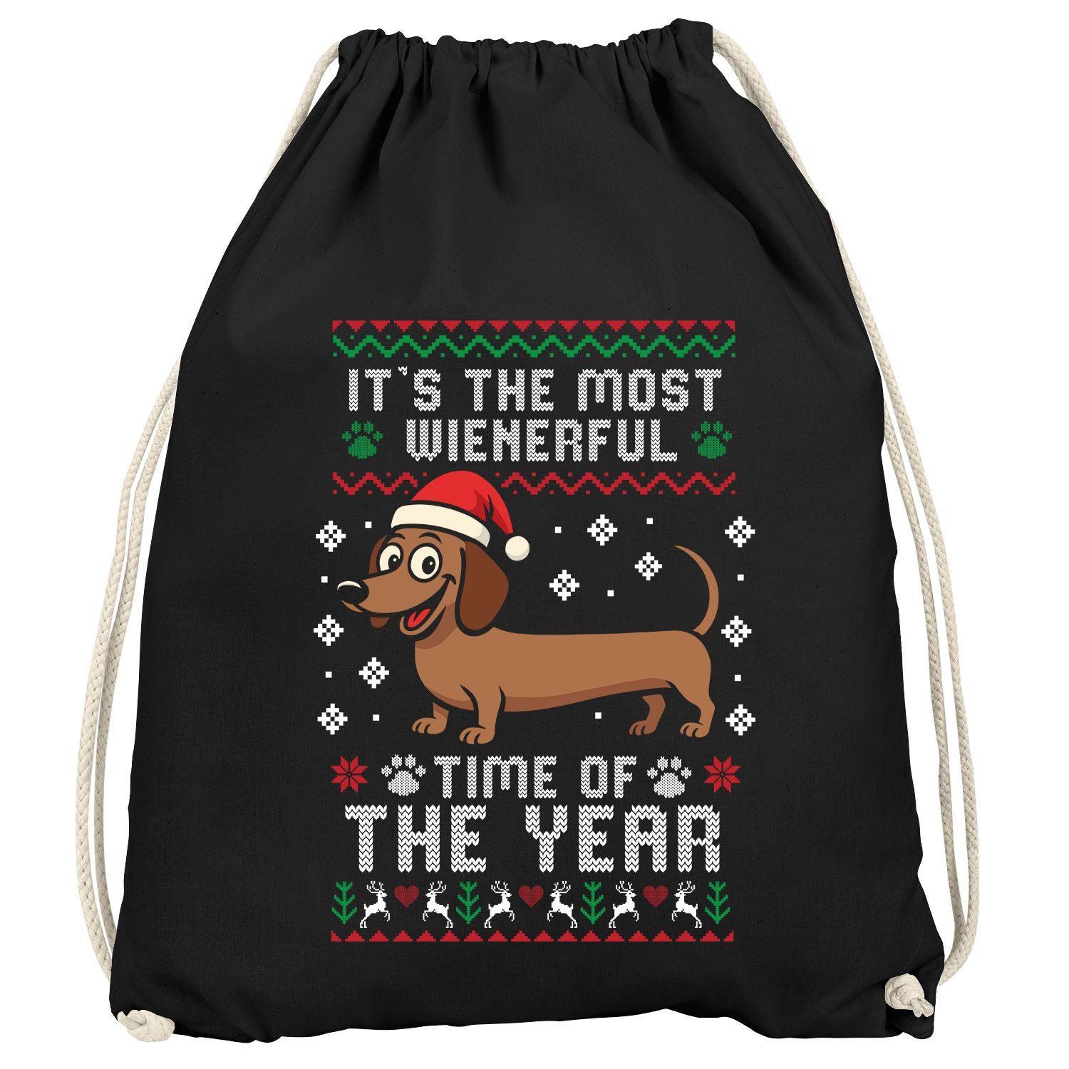 Turnbeutel Turnbeutel Spruch lustig Dackel The most wienerful Time of the Year