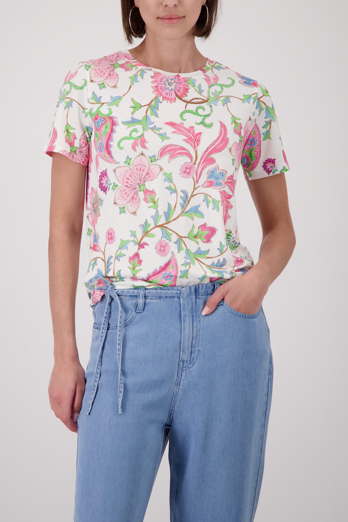 Monari Rundhalsshirt mit Blumendruck