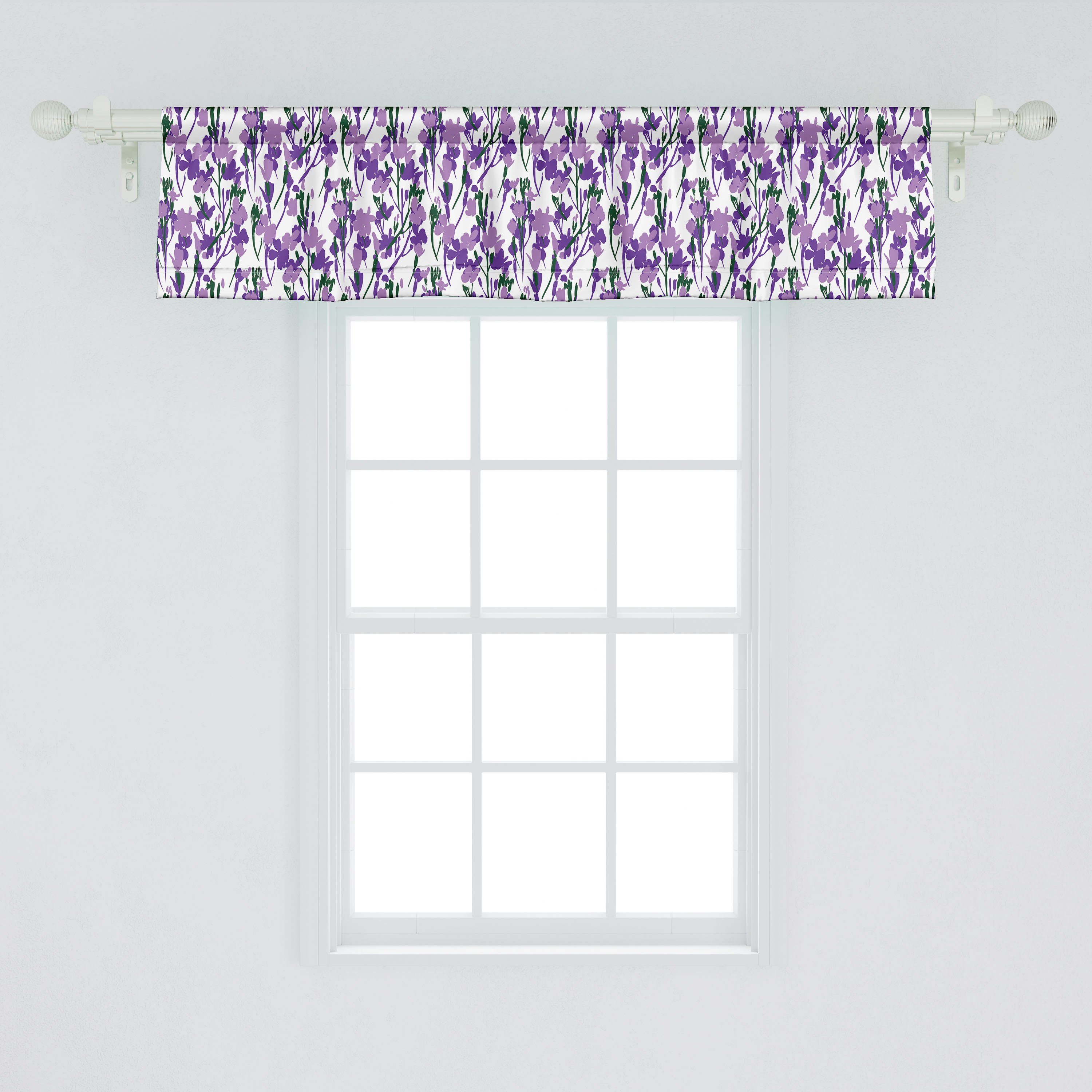 Scheibengardine Vorhang Volant Dekor Frühlings-Blumen-Blüten Stangentasche, für Wilde Abakuhaus, Blumen Küche Schlafzimmer Microfaser, mit